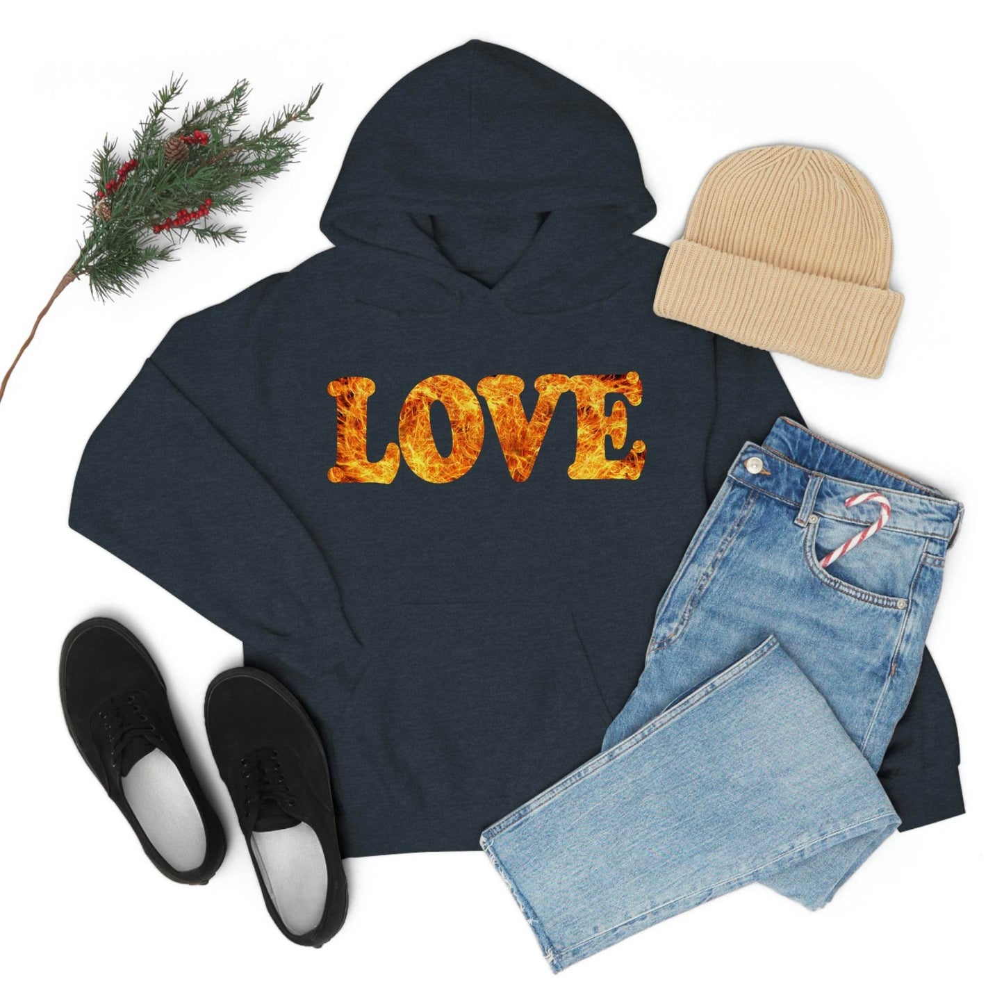Love Fire Hooded Sweatshirt - Giftsmojo