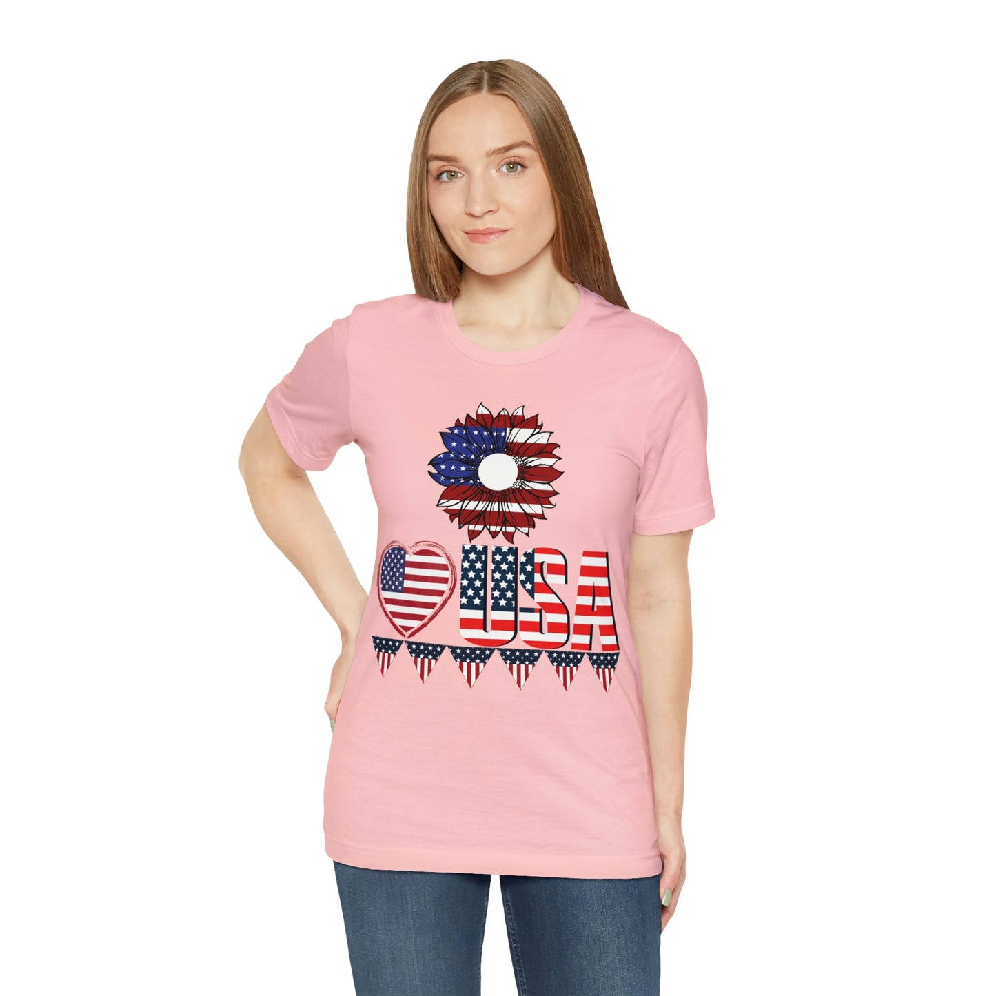 American flag shirt, Red, white, and blue shirt, Flower Love USA shirt,