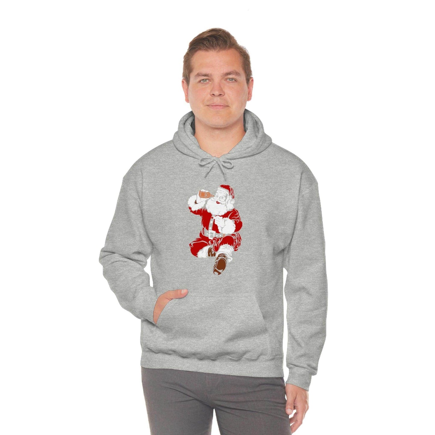 Santa drinking beer funny Hooded Sweatshirt, - Giftsmojo
