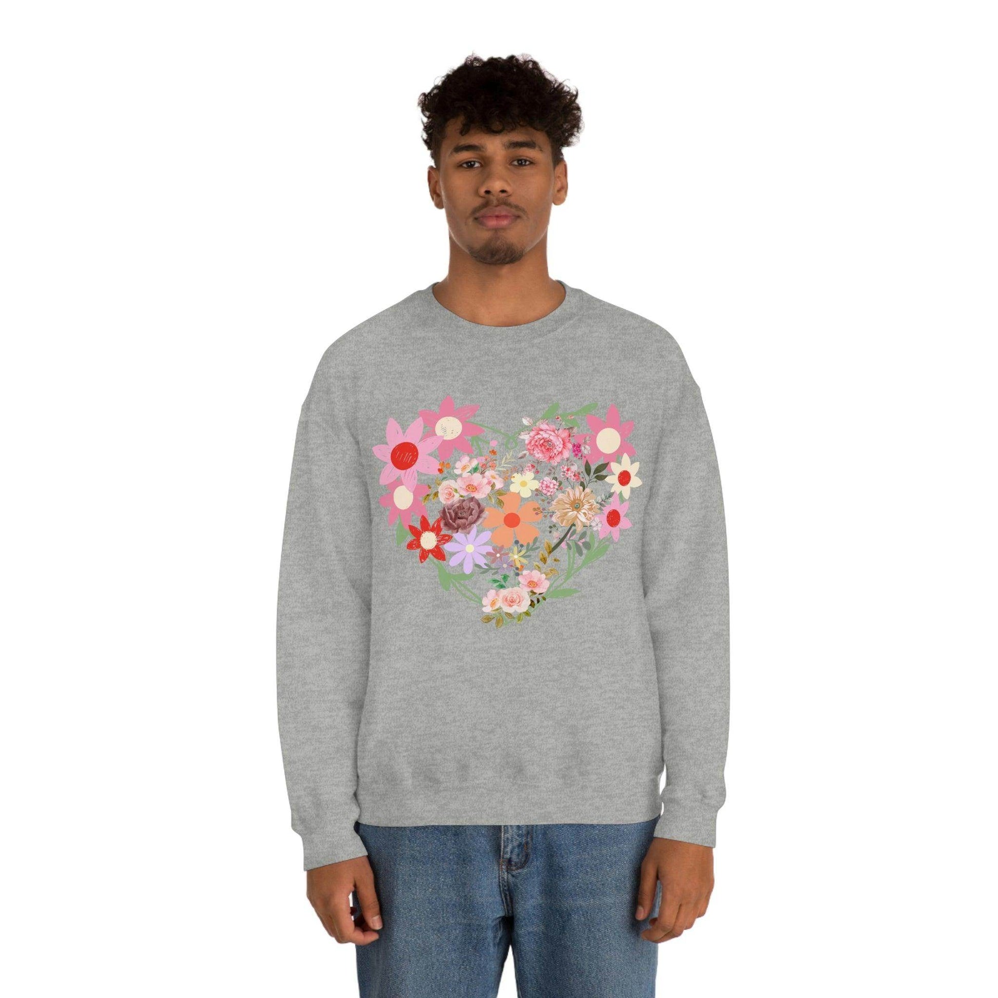 Flower Heart sweatshirt - Floral sweatshirt - Love Sweatshirt - Giftsmojo