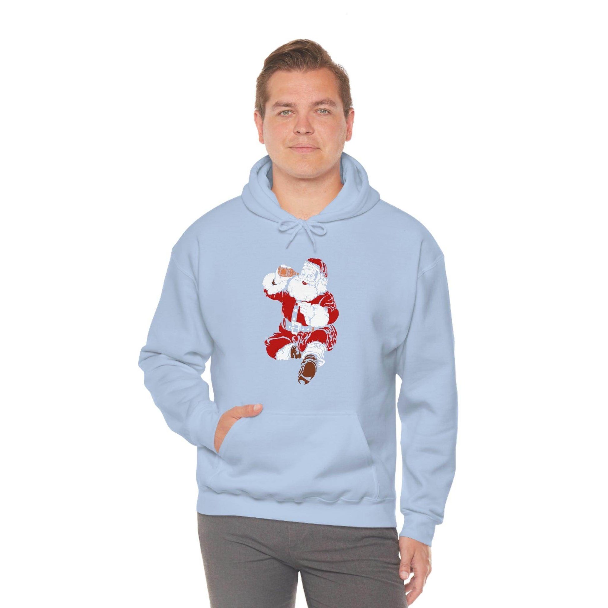 Santa drinking beer funny Hooded Sweatshirt, - Giftsmojo