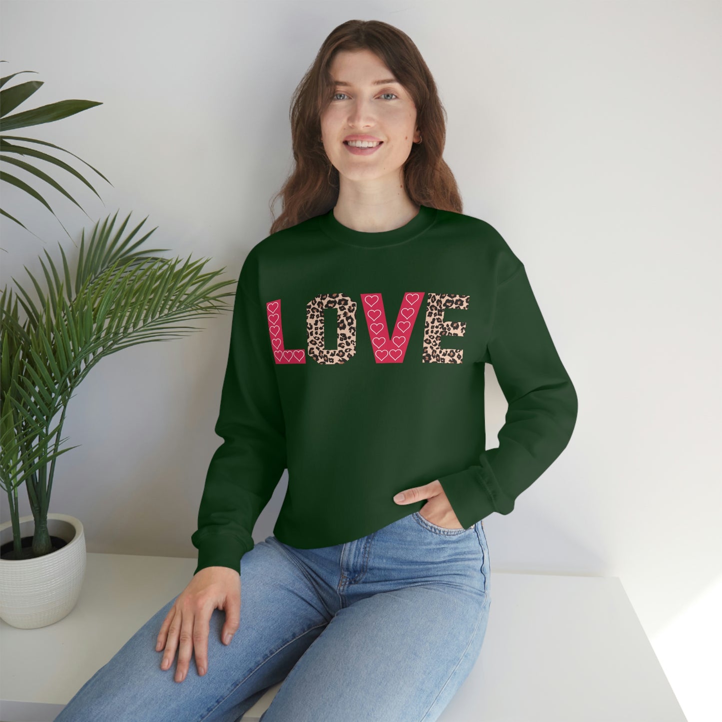 Love Sweatshirt with partial leopard print