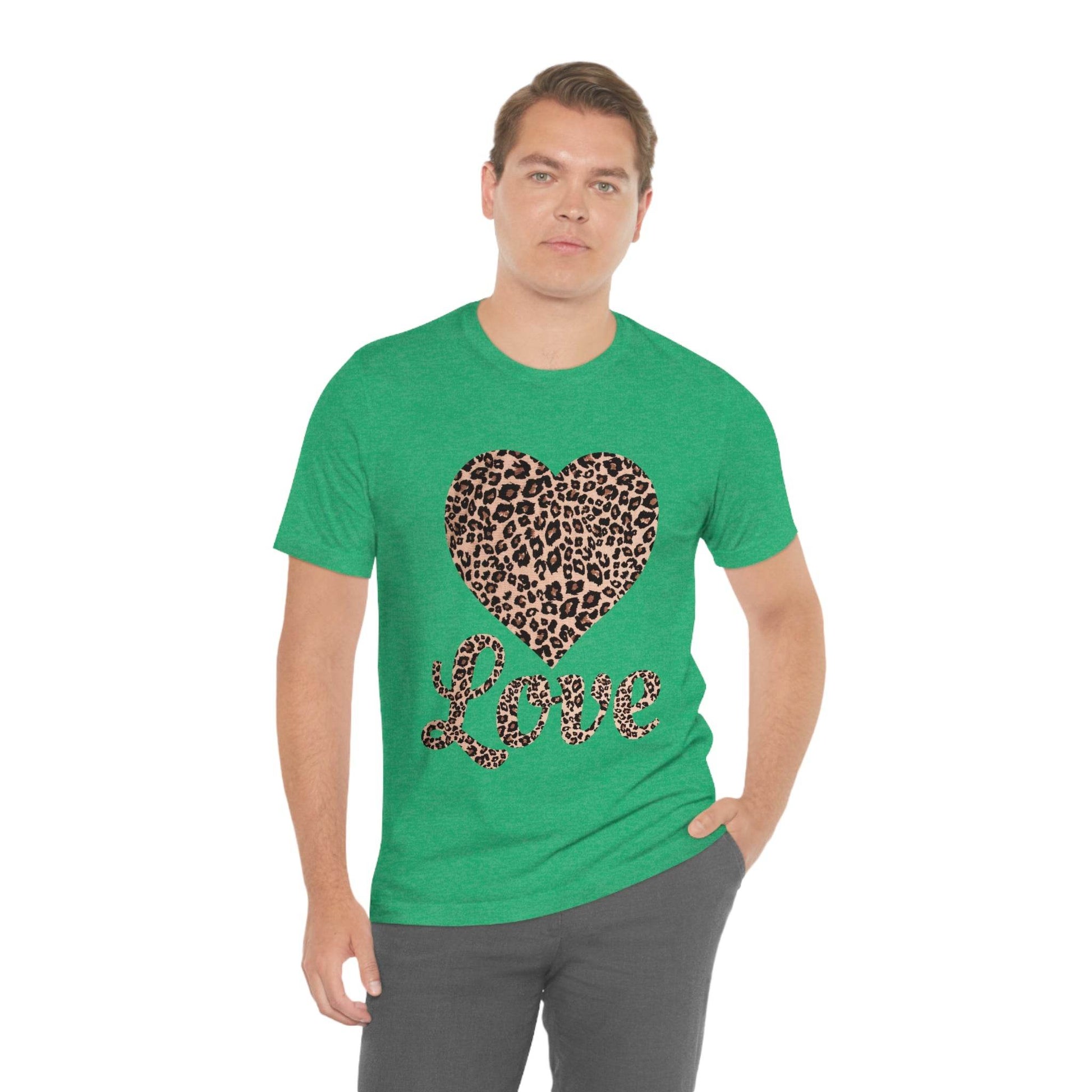 Leopard Print, Love Heart Tee, - Giftsmojo