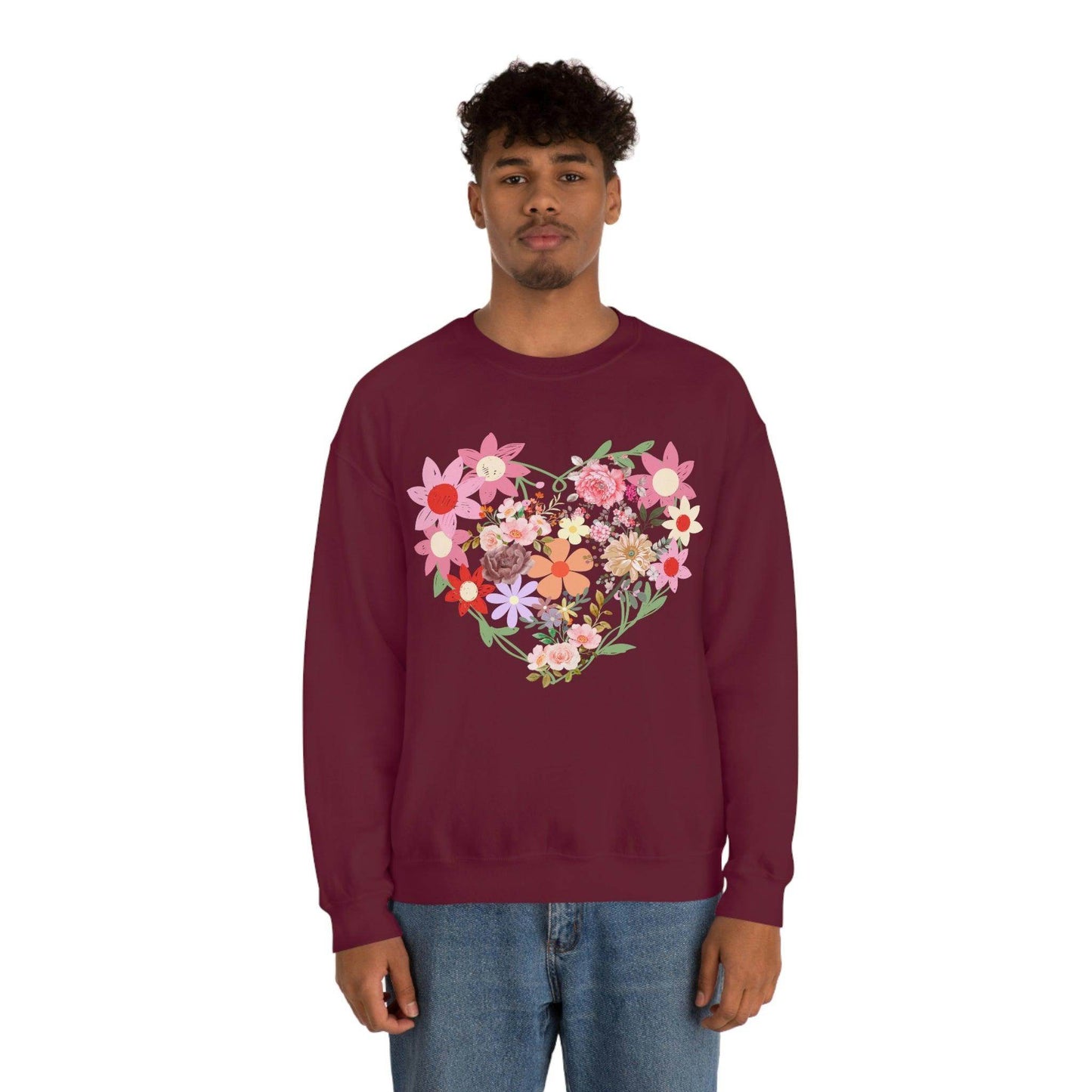 Flower Heart sweatshirt - Floral sweatshirt - Love Sweatshirt - Giftsmojo