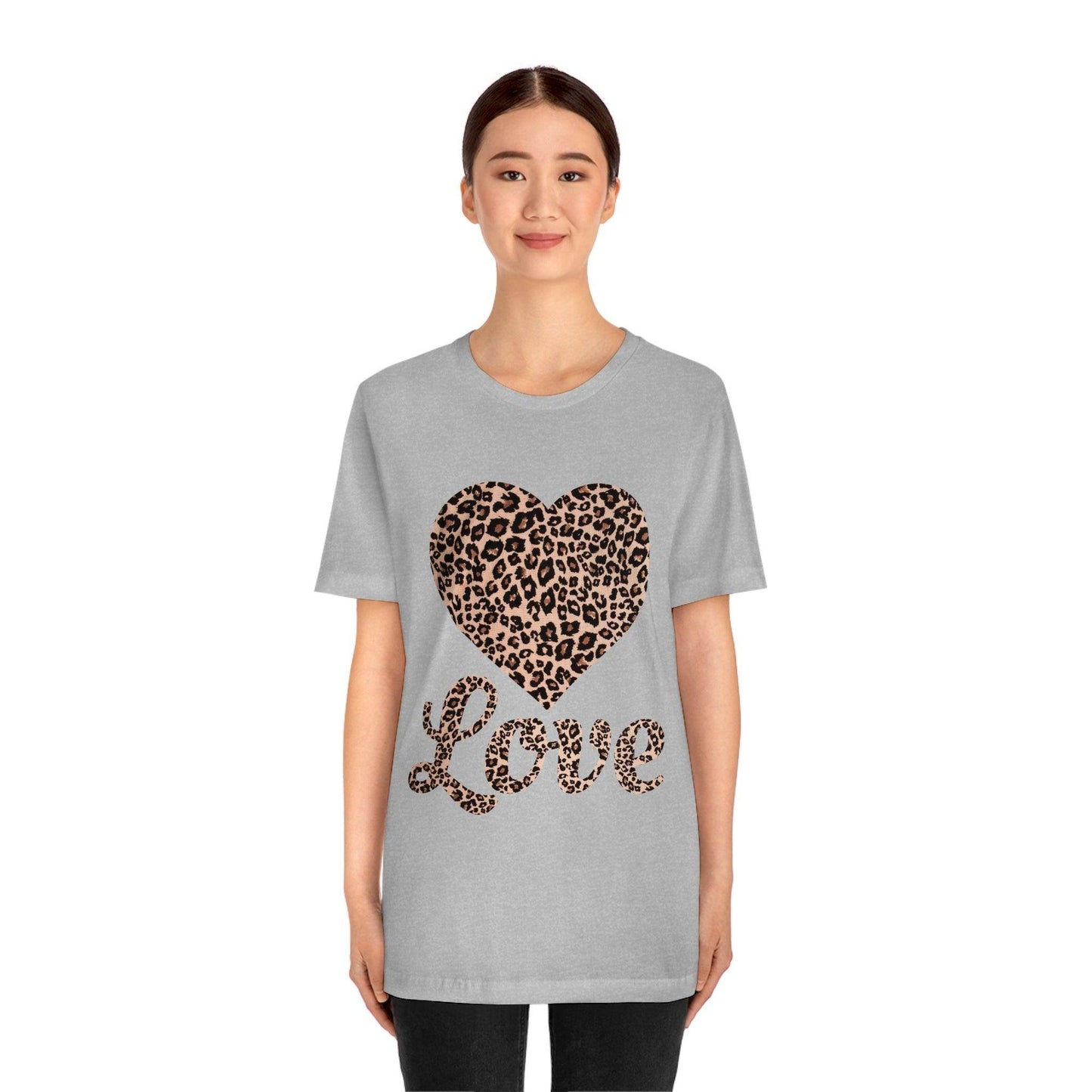 Leopard Print, Love Heart Tee, - Giftsmojo