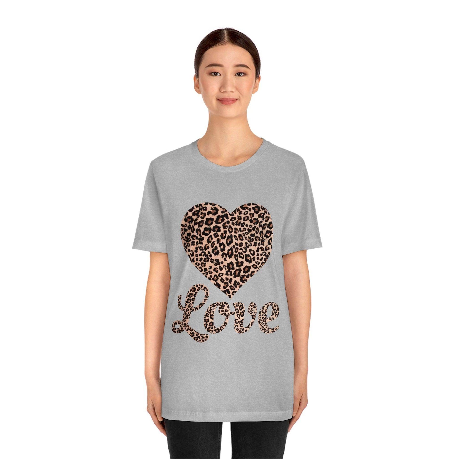 Leopard Print, Love Heart Tee, - Giftsmojo