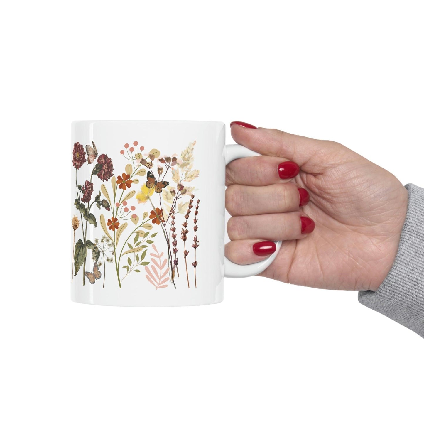Floral Mug, gift for mom on mothers day, Birthday gift for mom, gift for plant lovers, coffee mug for her, hot cocoa mug, gift for coffee lover - Giftsmojo