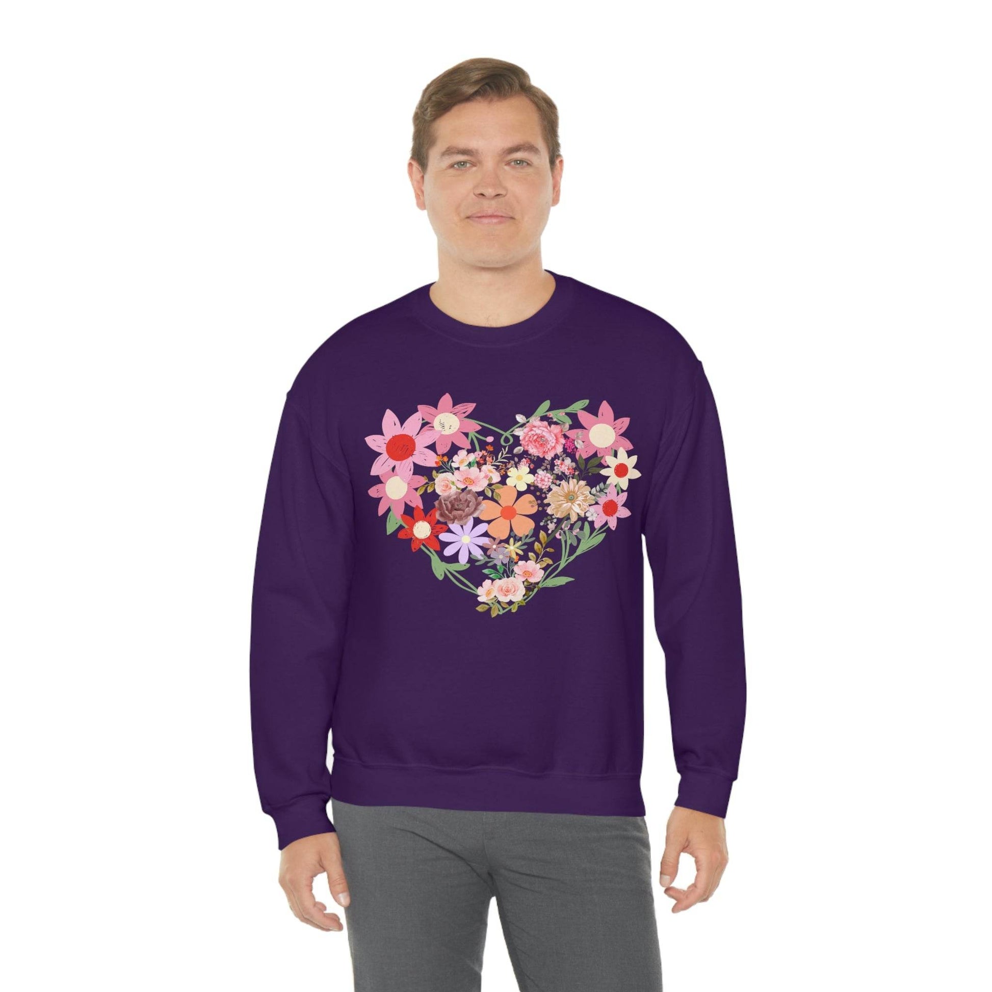 Flower Heart sweatshirt - Floral sweatshirt - Love Sweatshirt - Giftsmojo