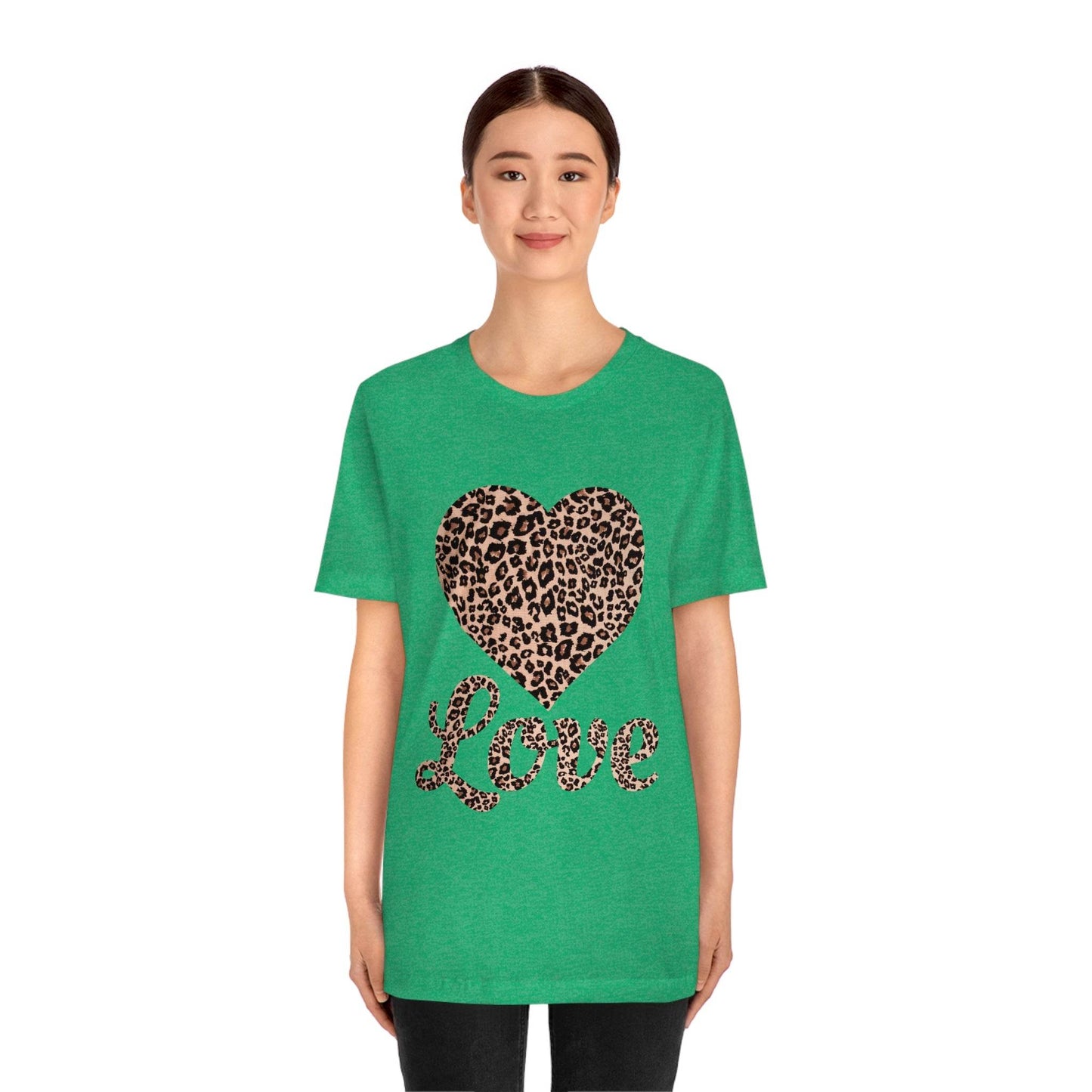 Leopard Print, Love Heart Tee, - Giftsmojo