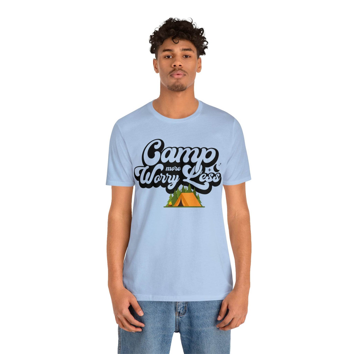 Camp More Worry Less Shirt, Outdoor adventure clothing, Nature-inspired shirts, Outdoor enthusiasts gift, Adventure-themed attire - Giftsmojo
