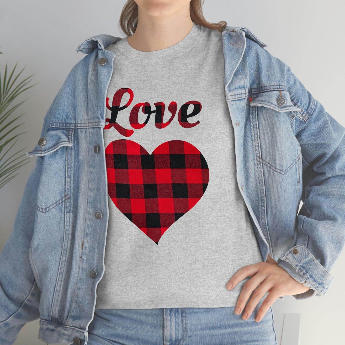 Plaid Love Heart Tee - Giftsmojo