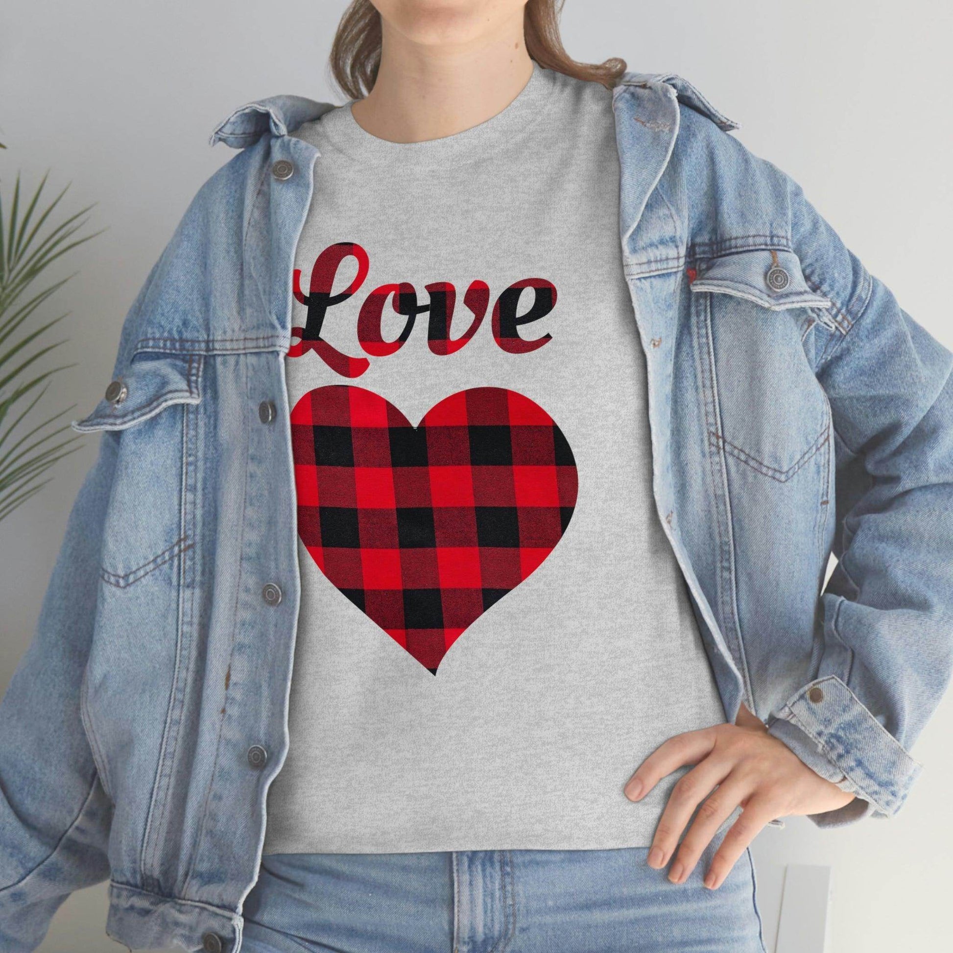Plaid Love Heart Tee - Giftsmojo