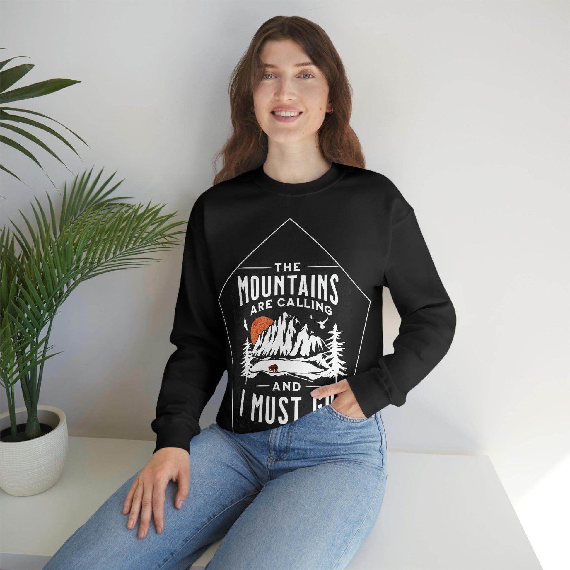 The Mountains are Calling and I Must Go, Crewneck Sweatshirt - Giftsmojo