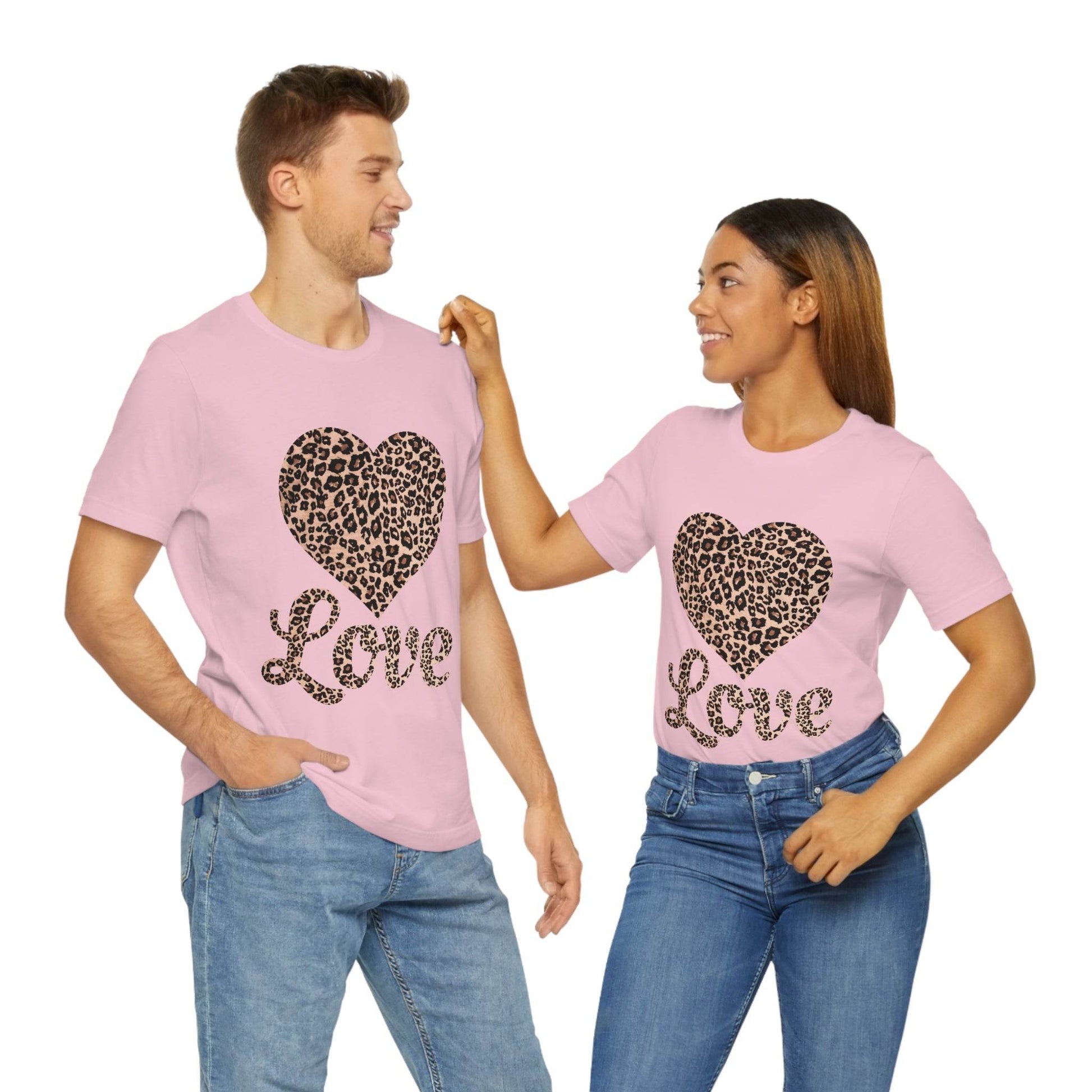 Leopard Print, Love Heart Tee, - Giftsmojo