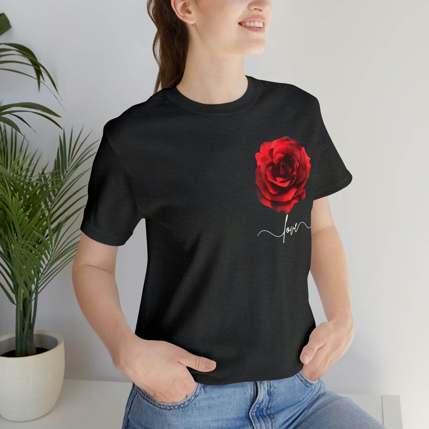 Love Rose Flower T-shirt for Women, Rose Graphic T-shirt, floral shirt, gift for her, love shirt - Giftsmojo