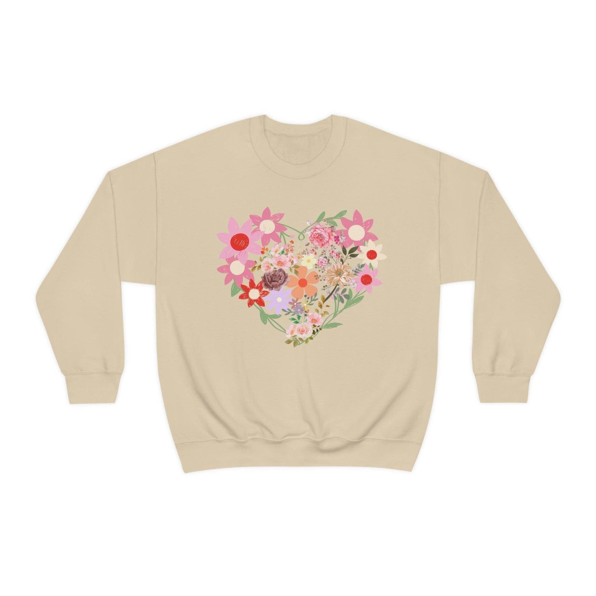 Flower Heart sweatshirt - Floral sweatshirt - Love Sweatshirt - Giftsmojo