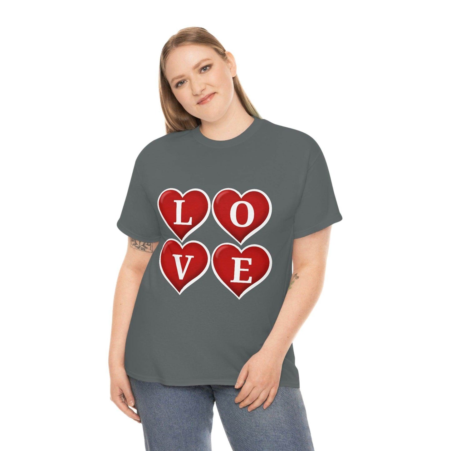white 4hearts love Tee - Giftsmojo