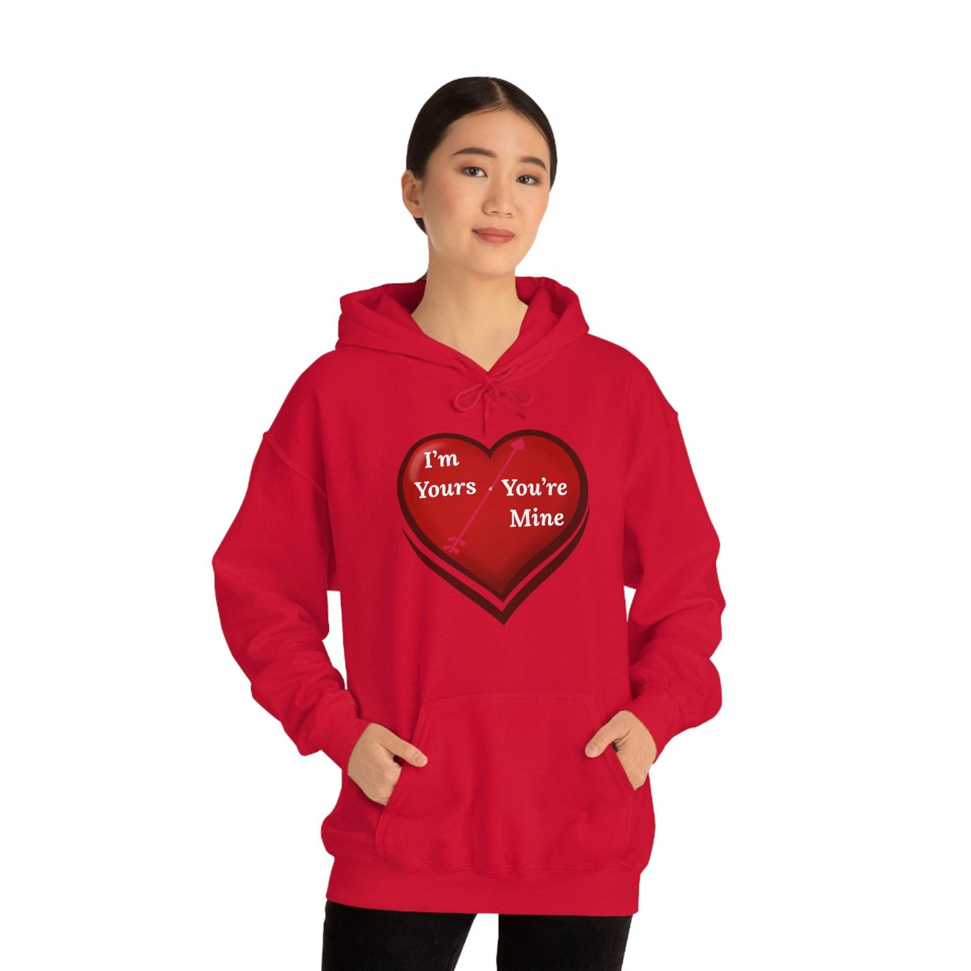 I'm Yours and You're Mine Heart Hooded Sweatshirt - Giftsmojo