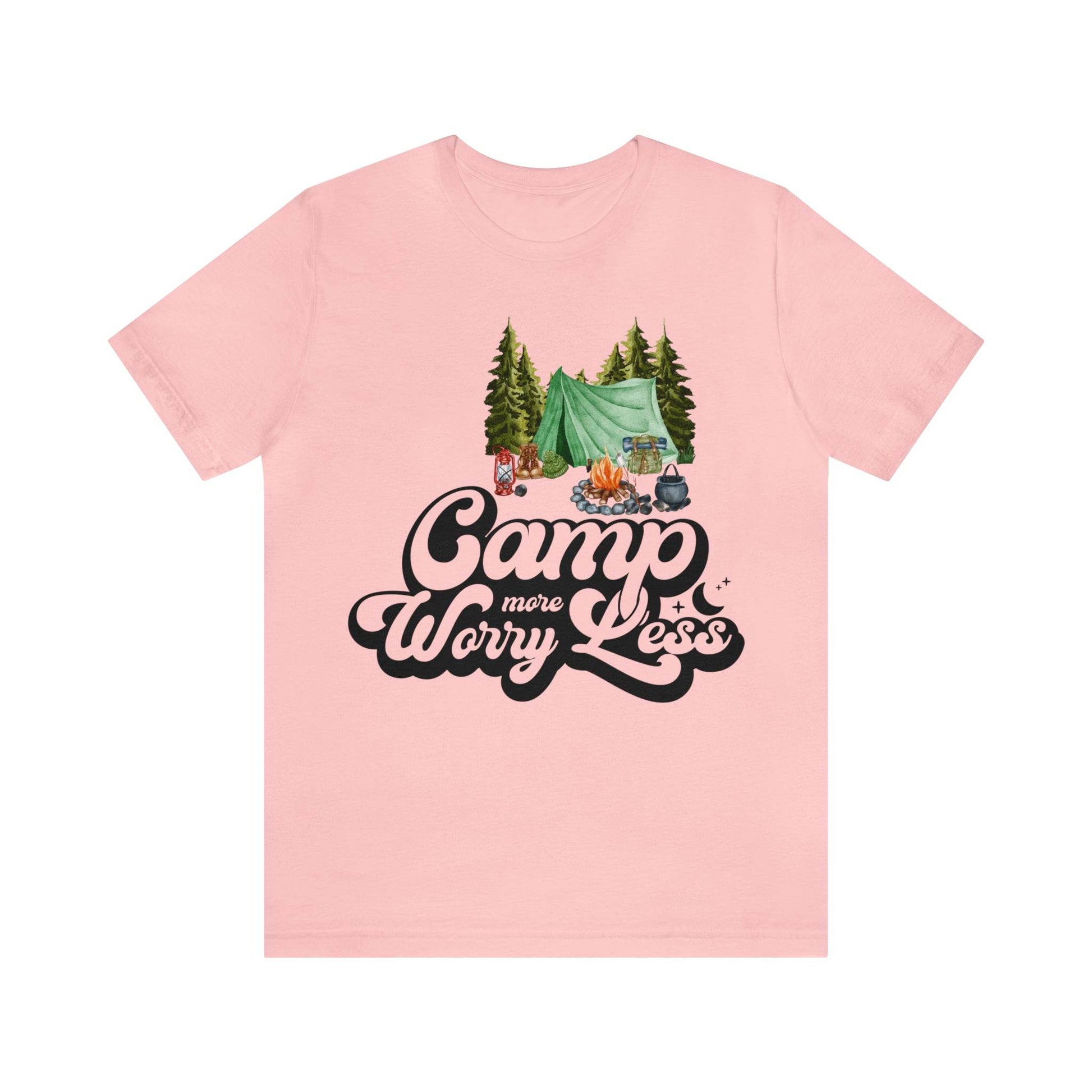 Camp More Worry Less Shirt, Outdoor adventure clothing, Nature-inspired shirts, Hiking apparel, Outdoor enthusiasts gift, Adventure-themed attire - Giftsmojo