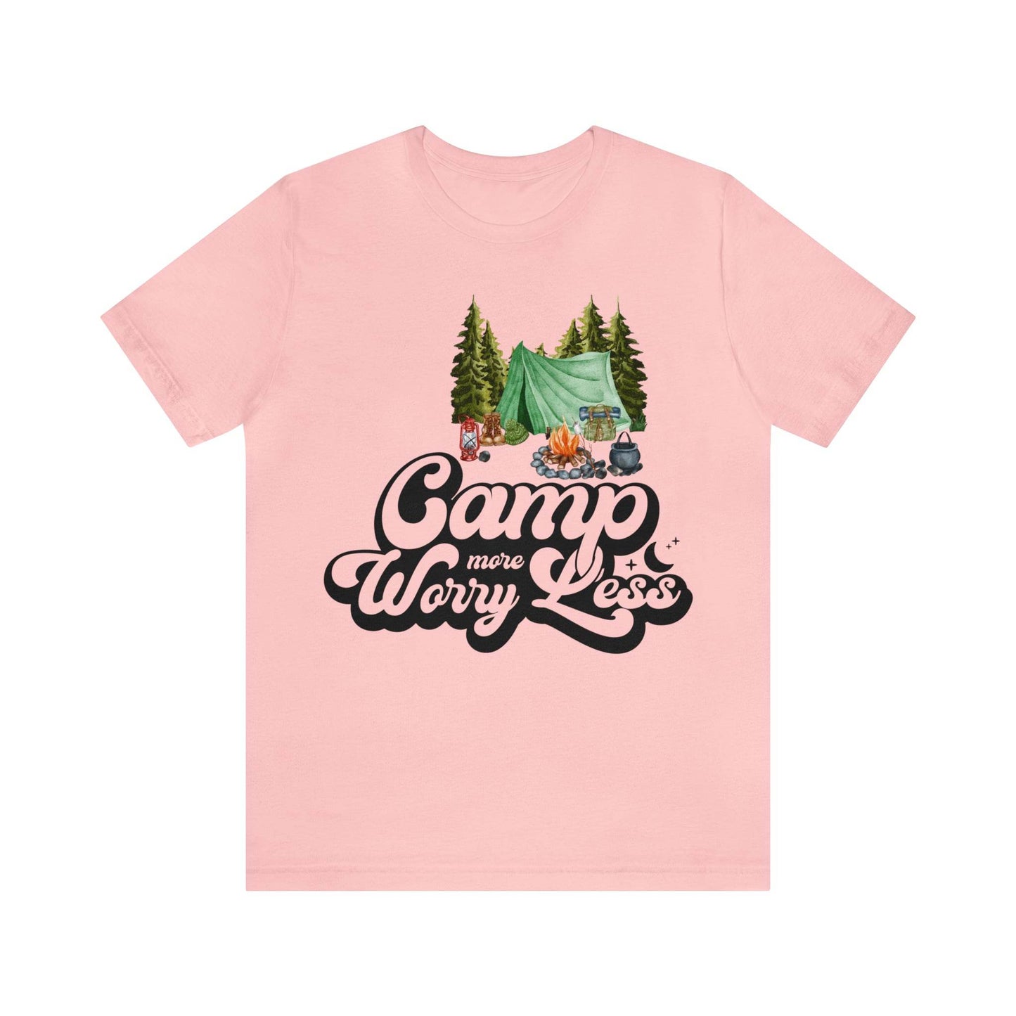 Camp More Worry Less Shirt, Outdoor adventure clothing, Nature-inspired shirts, Hiking apparel, Outdoor enthusiasts gift, Adventure-themed attire - Giftsmojo