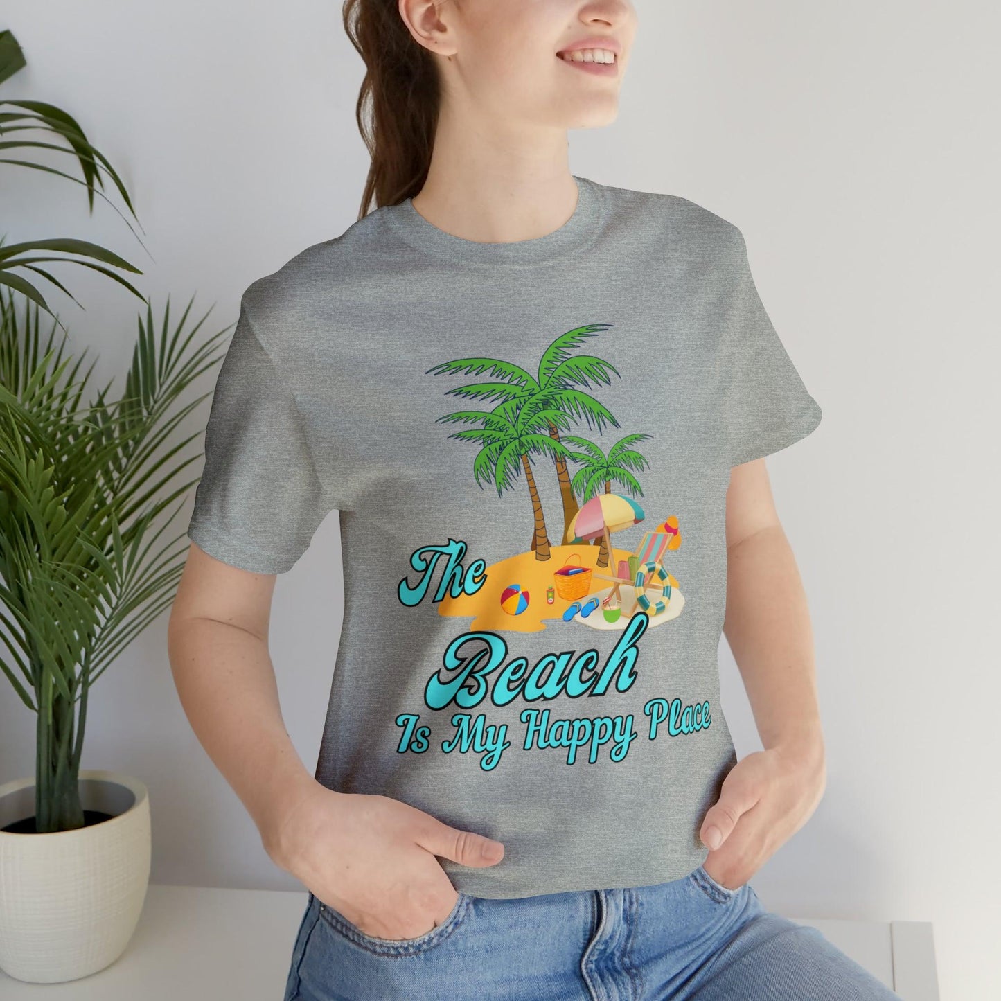 Beach shirt, The Beach is my happy place shirt, Beach t-shirt, Summer shirt, Beachwear, Beach fashion, Stylish beach apparel