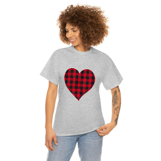 Plaid Heart T-Shirt, Valentines day Shirt, - Giftsmojo