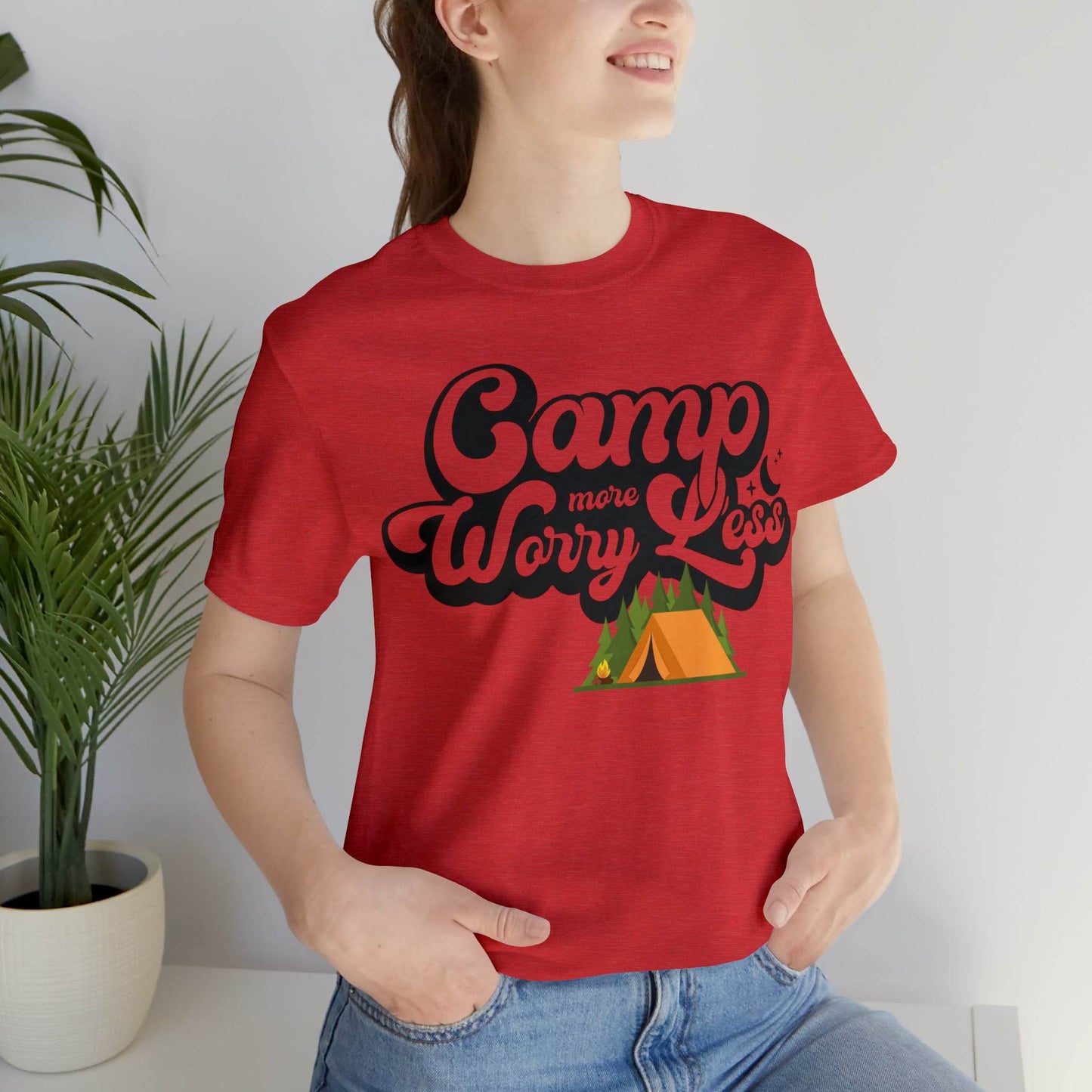 Camp More Worry Less Shirt, Outdoor adventure clothing, Nature-inspired shirts, Outdoor enthusiasts gift, Adventure-themed attire - Giftsmojo