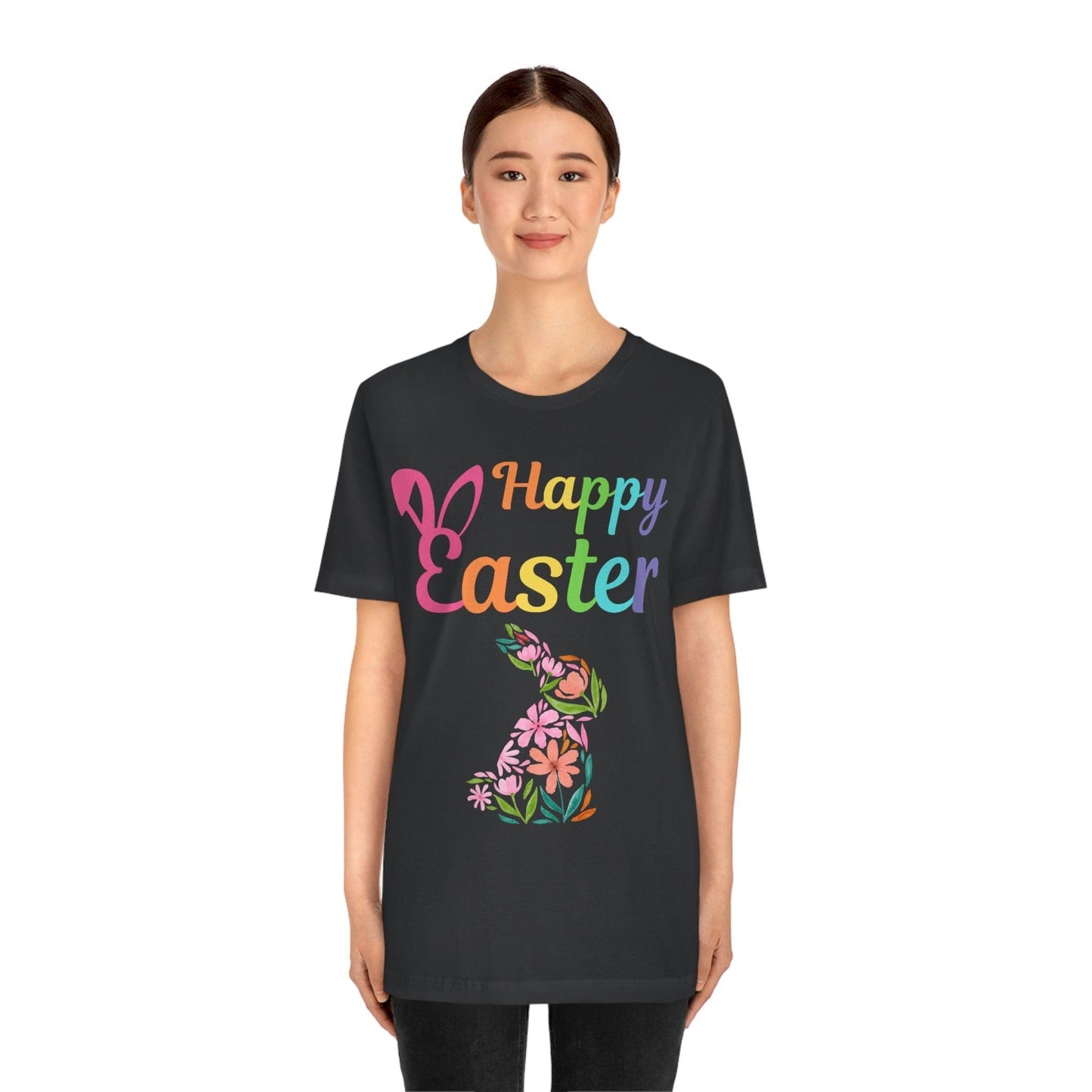Happy Easter Bunny Shirt Easter Gift women Easter Shirt - Easter Day Shirt Cute Easter flower shirt - Giftsmojo