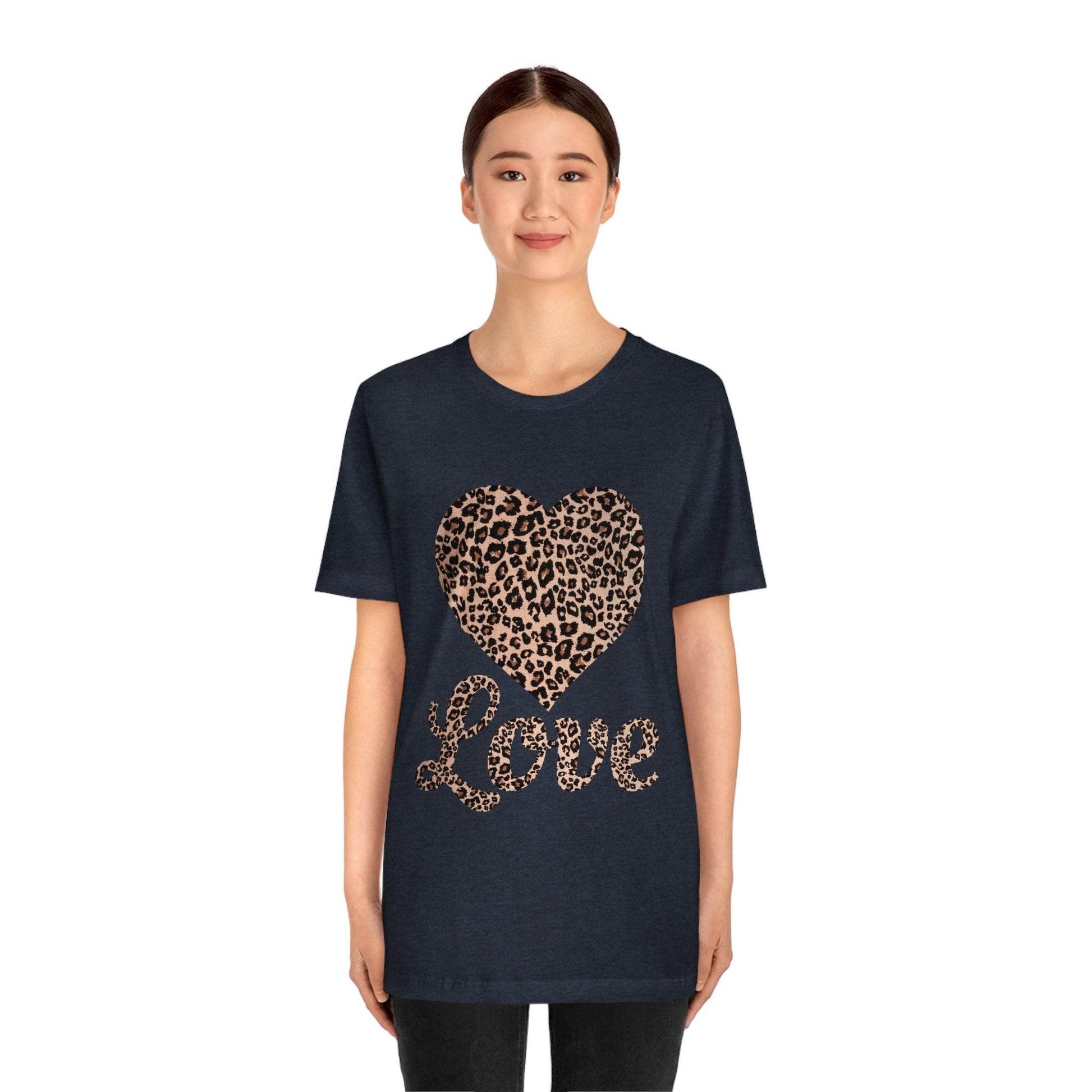 Leopard Print, Love Heart Tee, - Giftsmojo