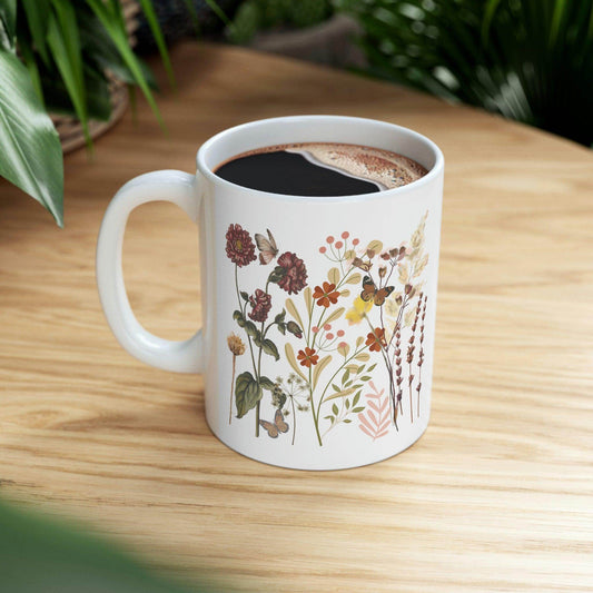 Floral Mug, gift for mom on mothers day, Birthday gift for mom, gift for plant lovers, coffee mug for her, hot cocoa mug, gift for coffee lover - Giftsmojo