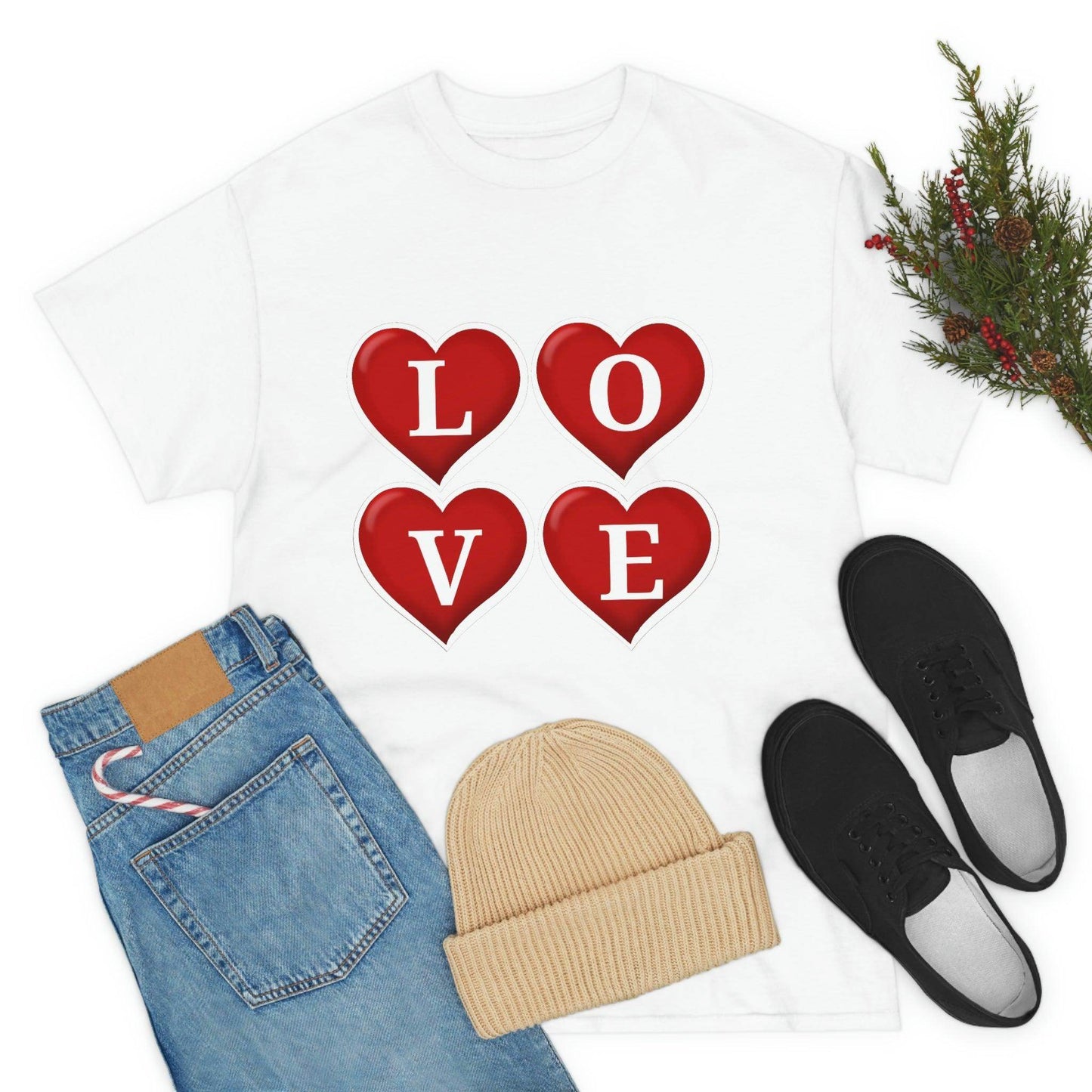 white 4hearts love Tee - Giftsmojo