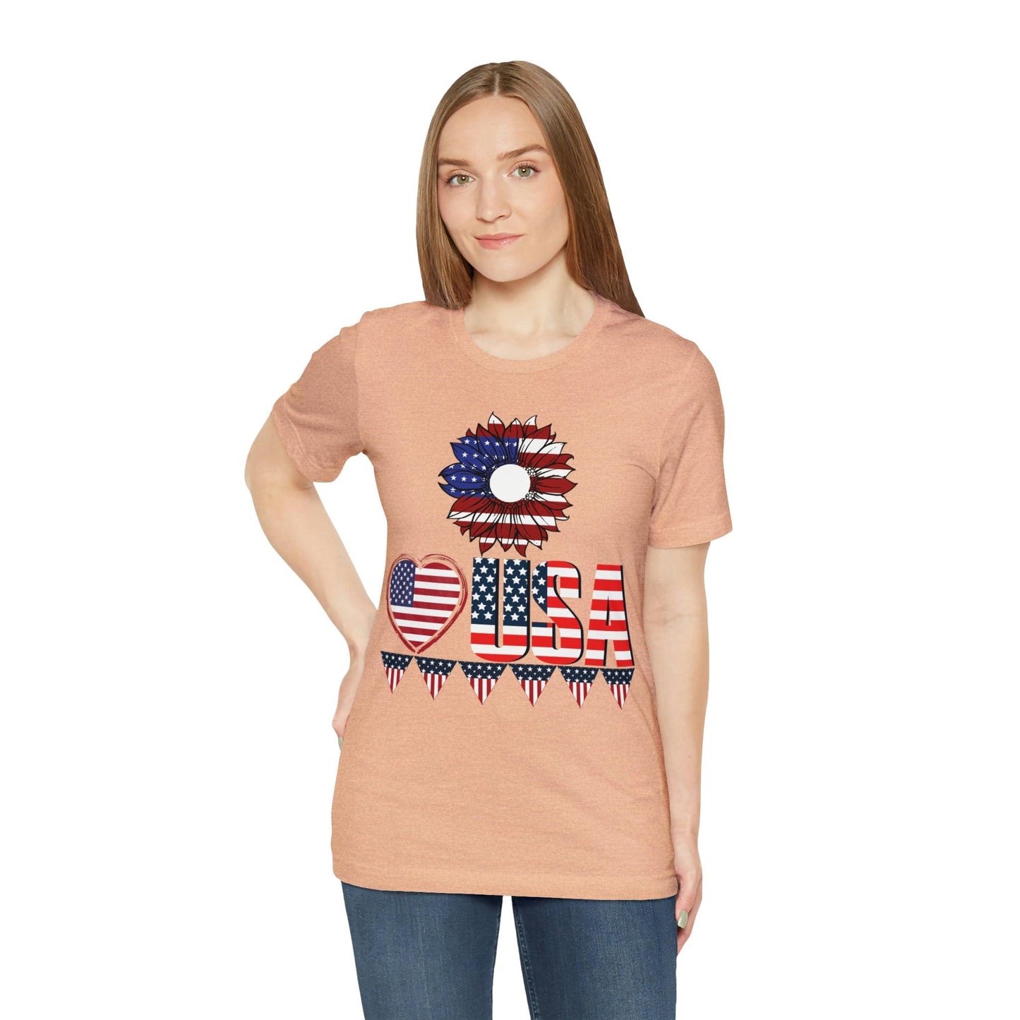 American flag shirt, Red, white, and blue shirt, Flower Love USA shirt, - Giftsmojo
