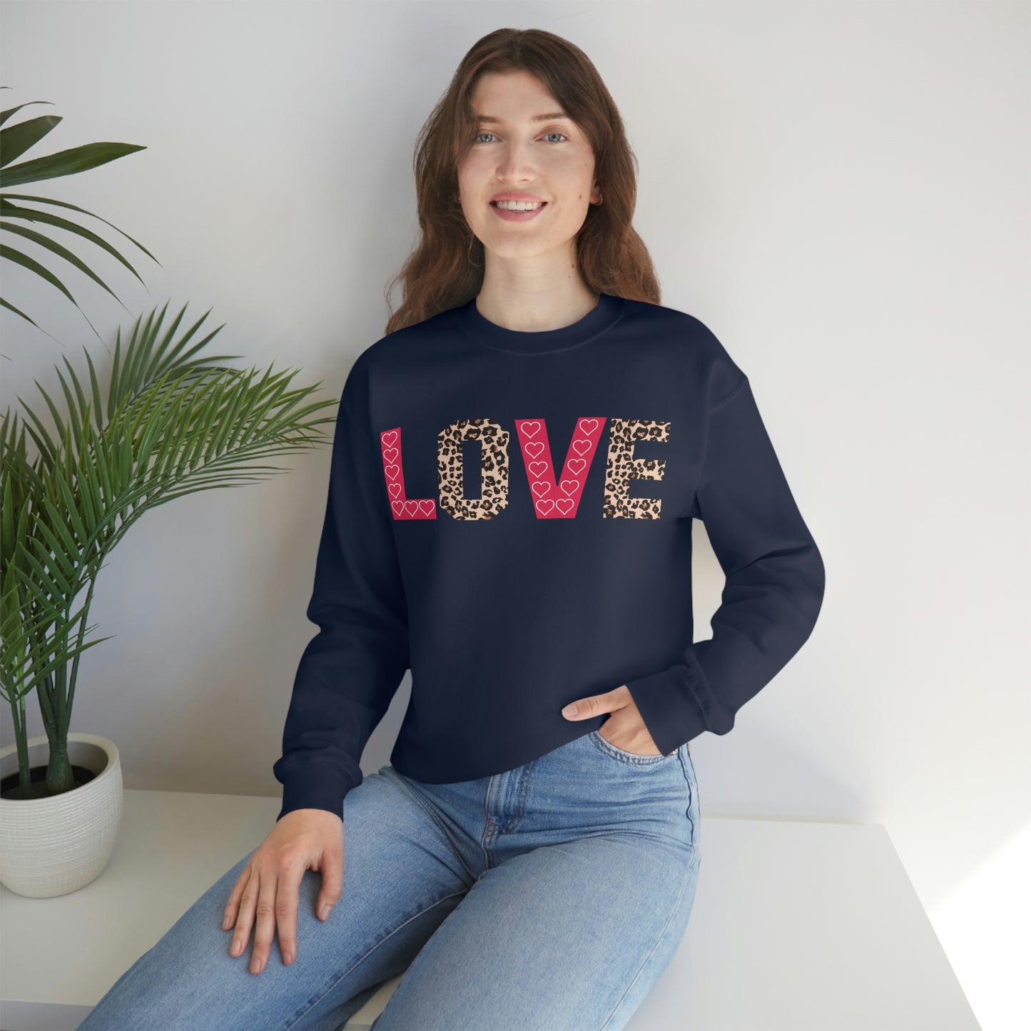 Love Sweatshirt with partial leopard print