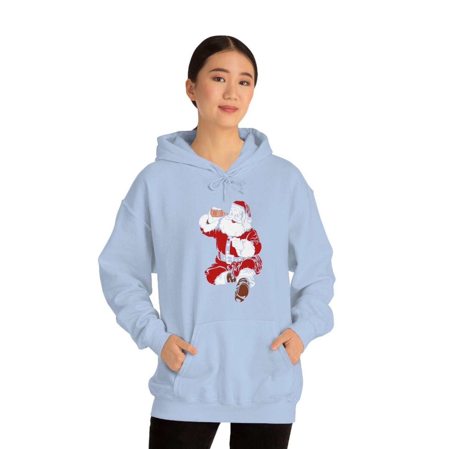 Santa drinking beer funny Hooded Sweatshirt, - Giftsmojo