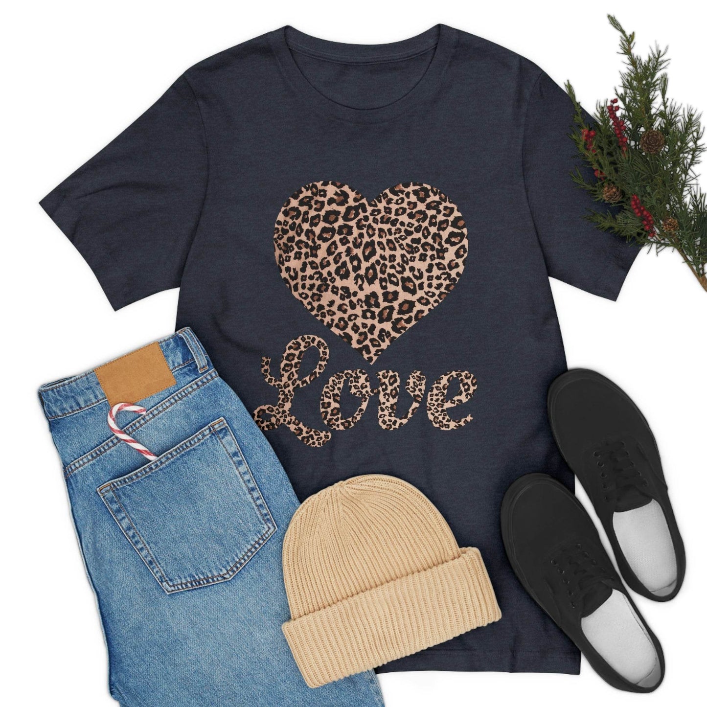 Leopard Print, Love Heart Tee, - Giftsmojo