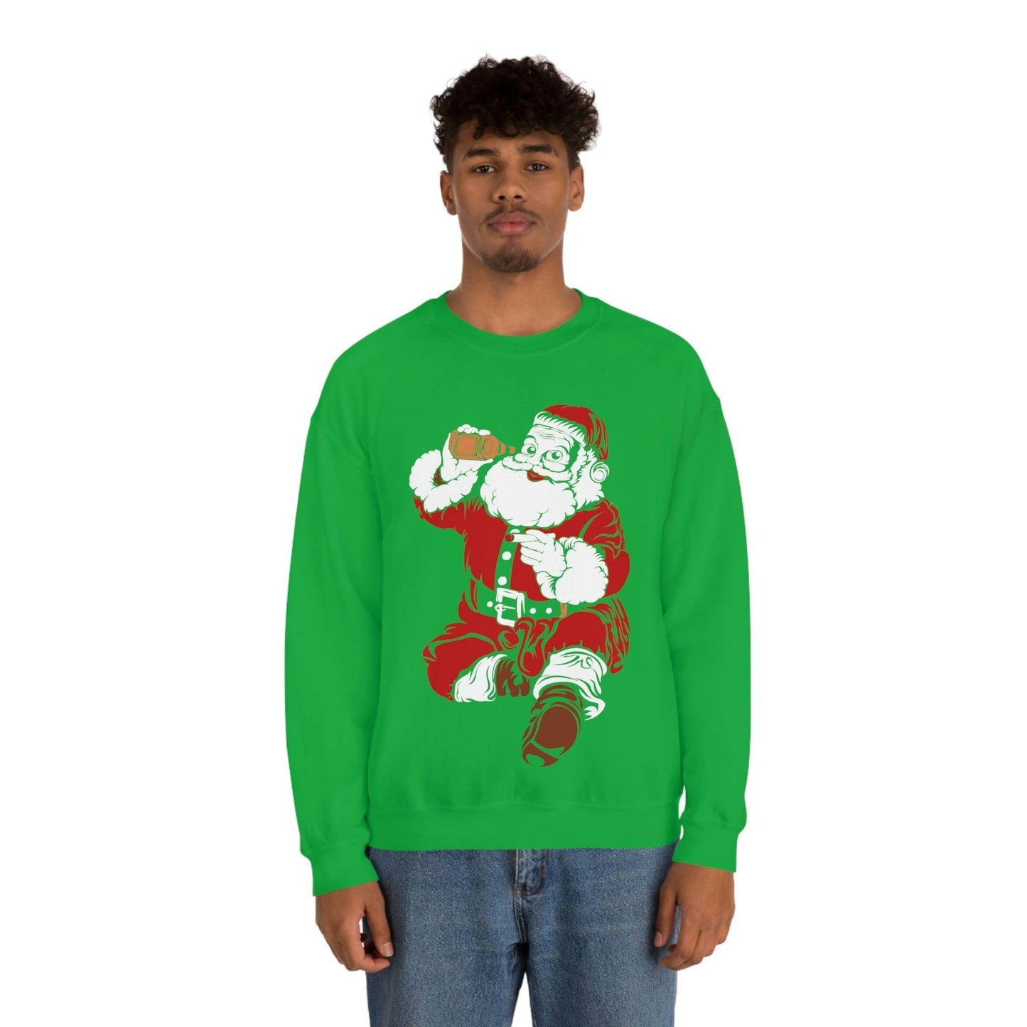 Santa drinking beer Unisex Heavy Blend Crewneck Sweatshirt - Giftsmojo
