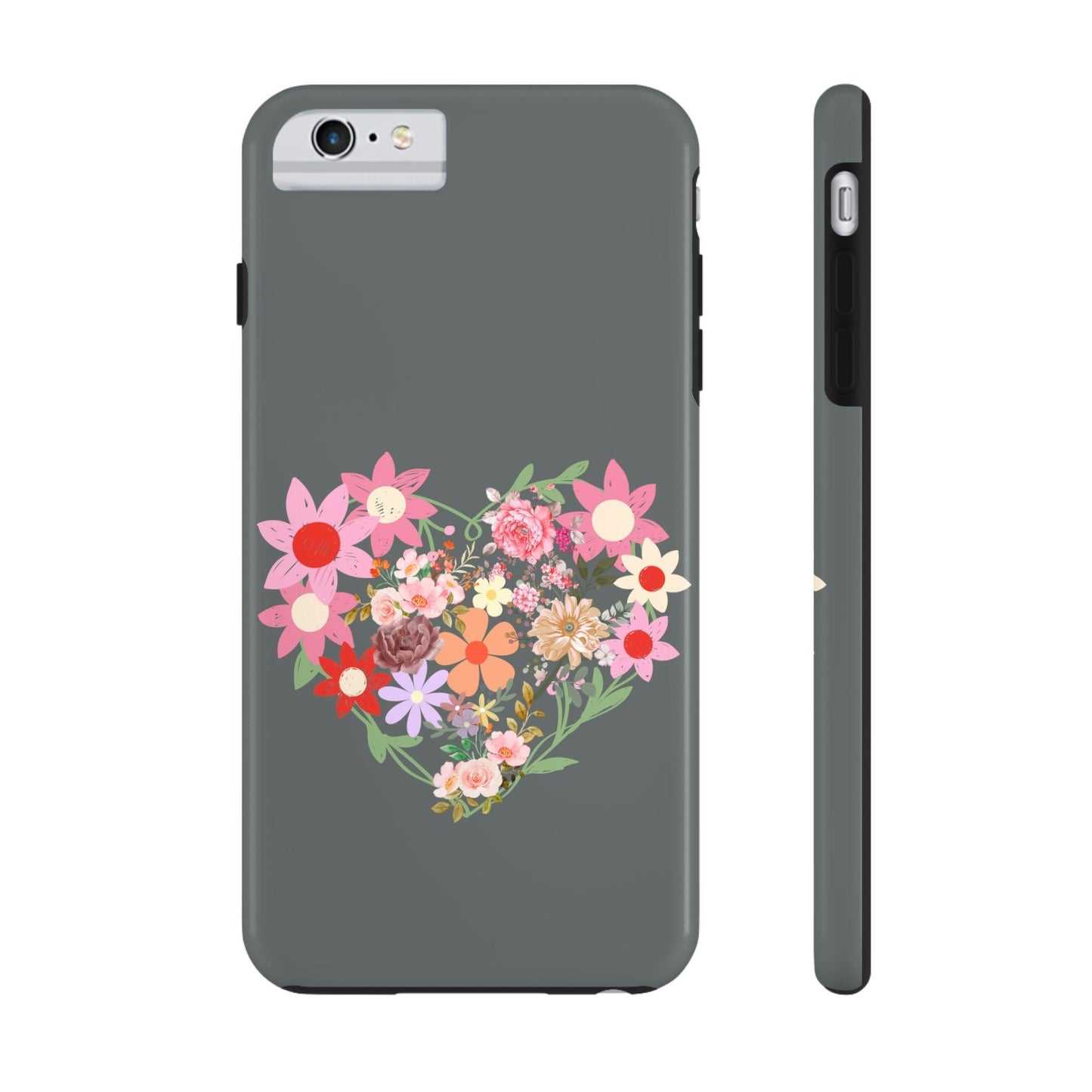 Floral Heart phone case, Tough Phone Cases, Mom Phone Case fit for iPhone 14 Pro, 13, 12, 11 Pro Max, Xr, Xs, 8+, 7, And Samsung S