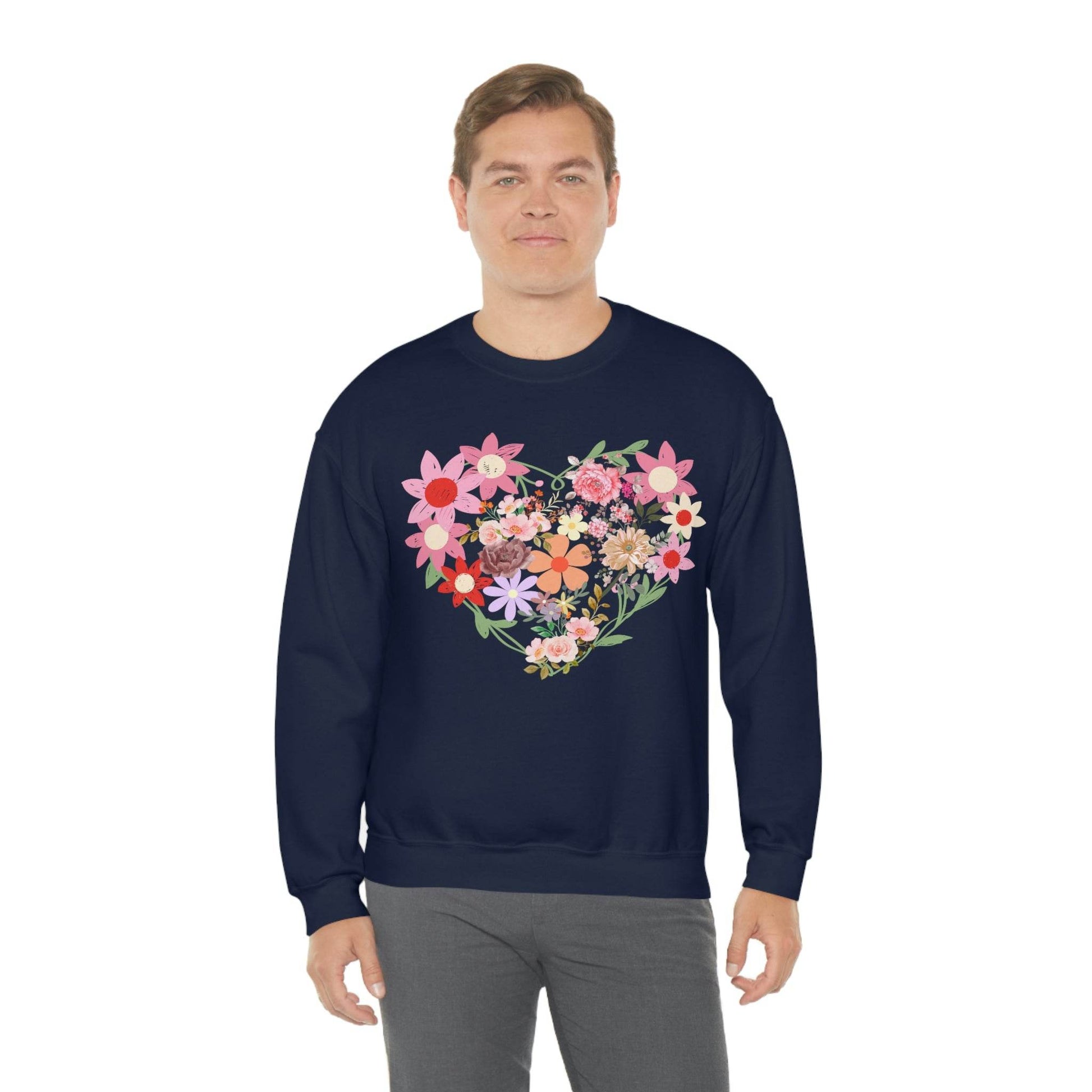 Flower Heart sweatshirt - Floral sweatshirt - Love Sweatshirt - Giftsmojo