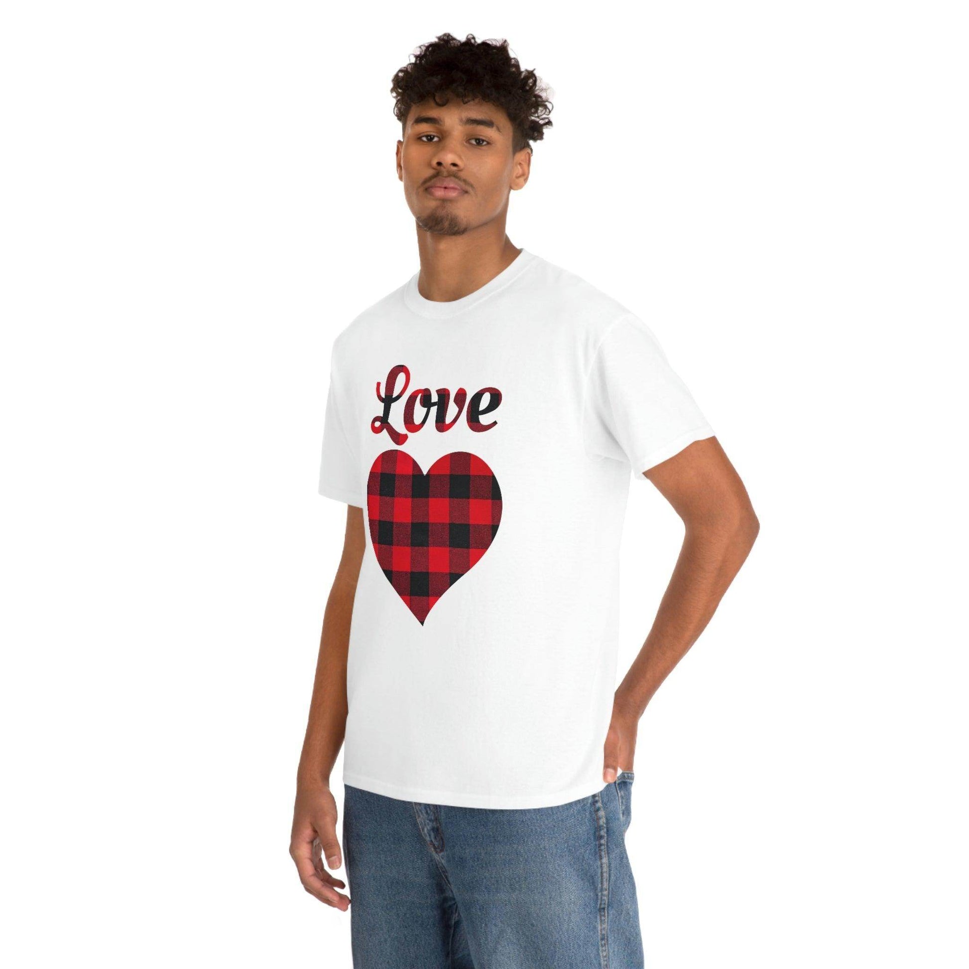 Plaid Love Heart Tee - Giftsmojo