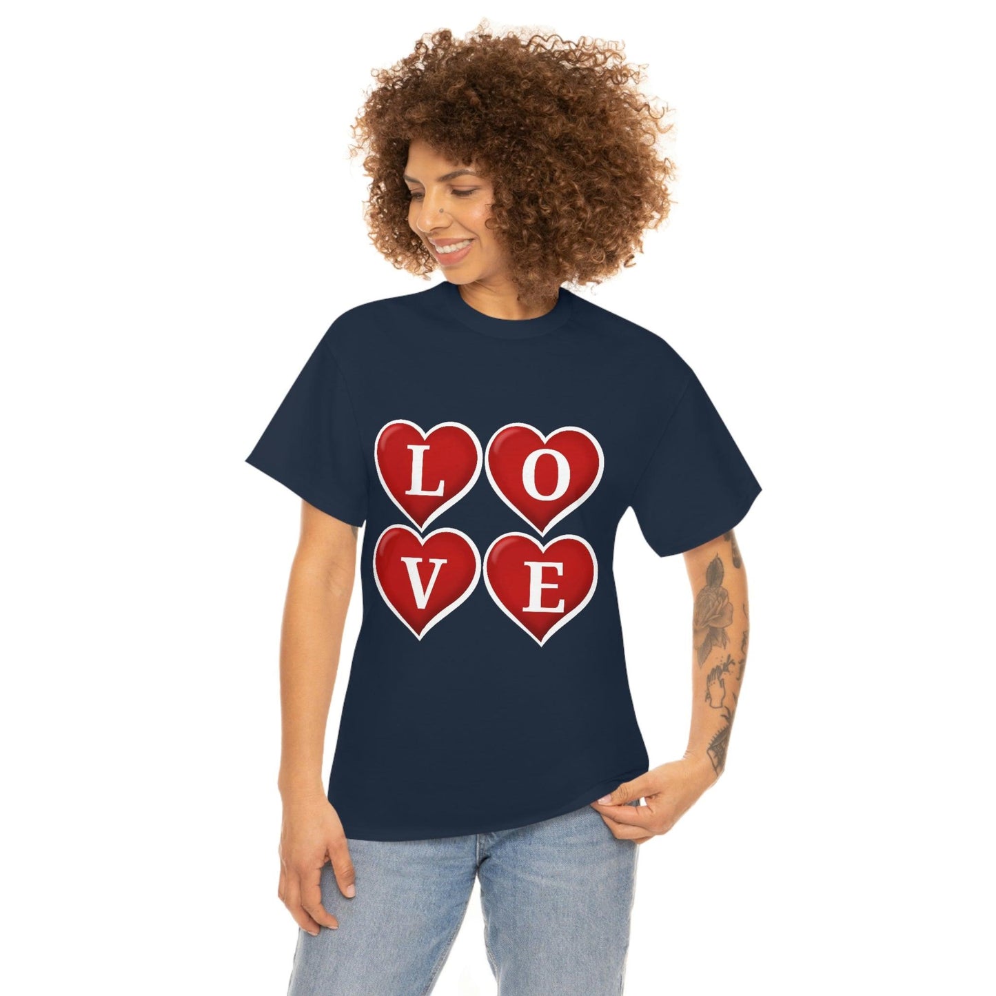 white 4hearts love Tee - Giftsmojo