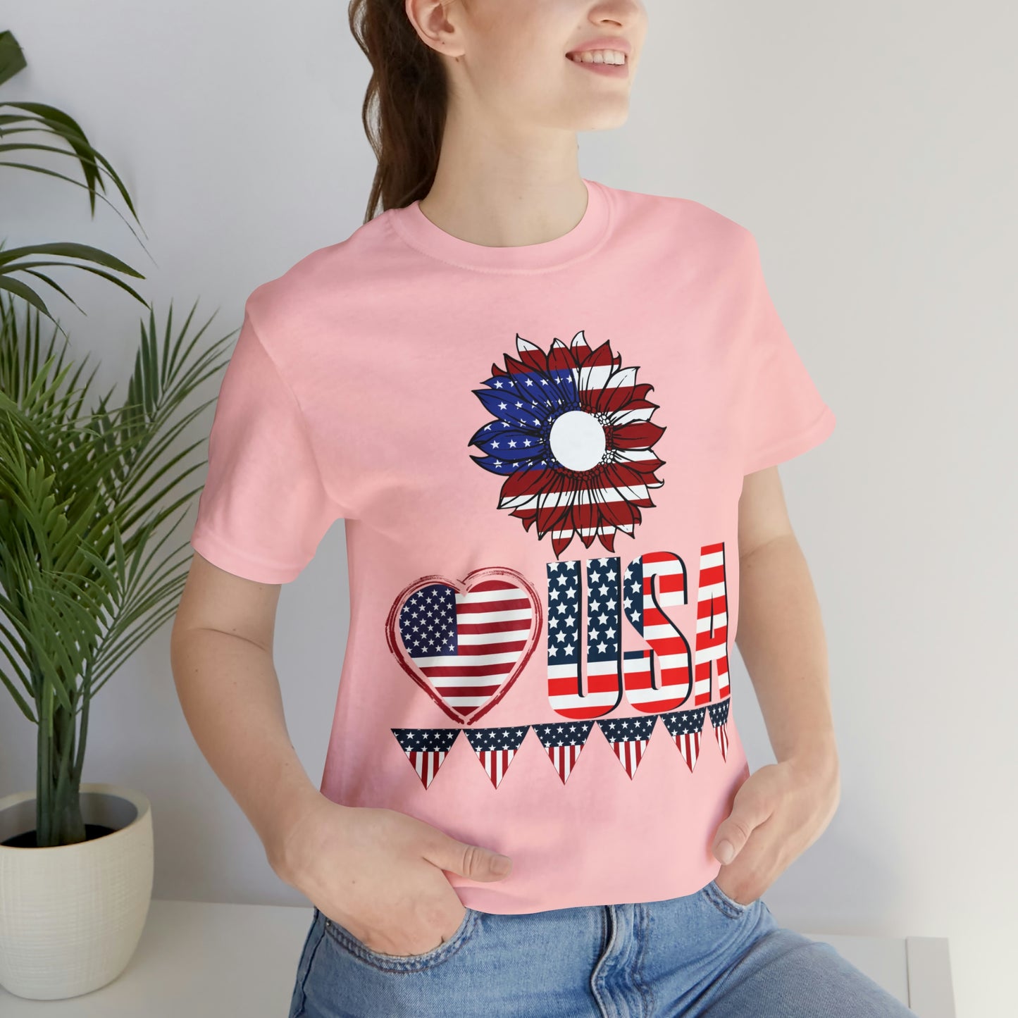 American flag shirt, Red, white, and blue shirt, Flower Love USA shirt,