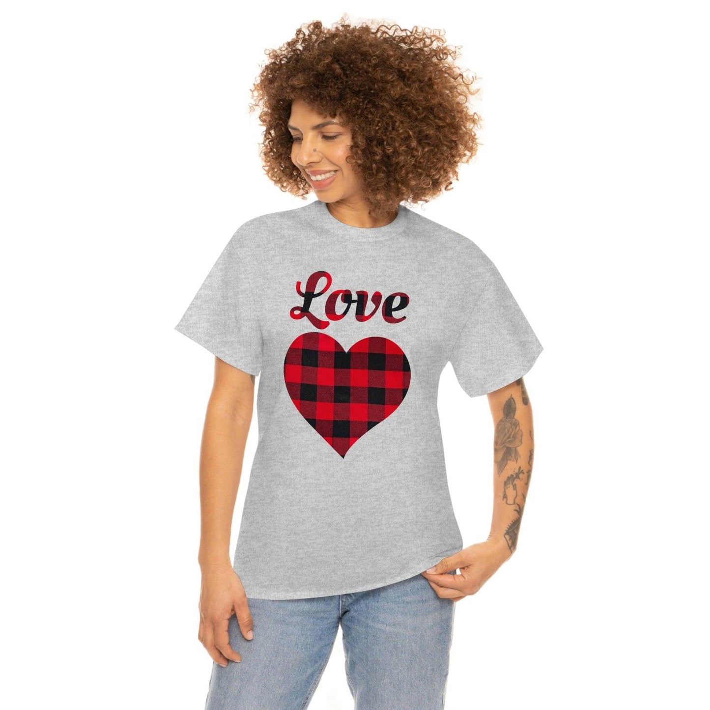 Plaid Love Heart Tee - Giftsmojo
