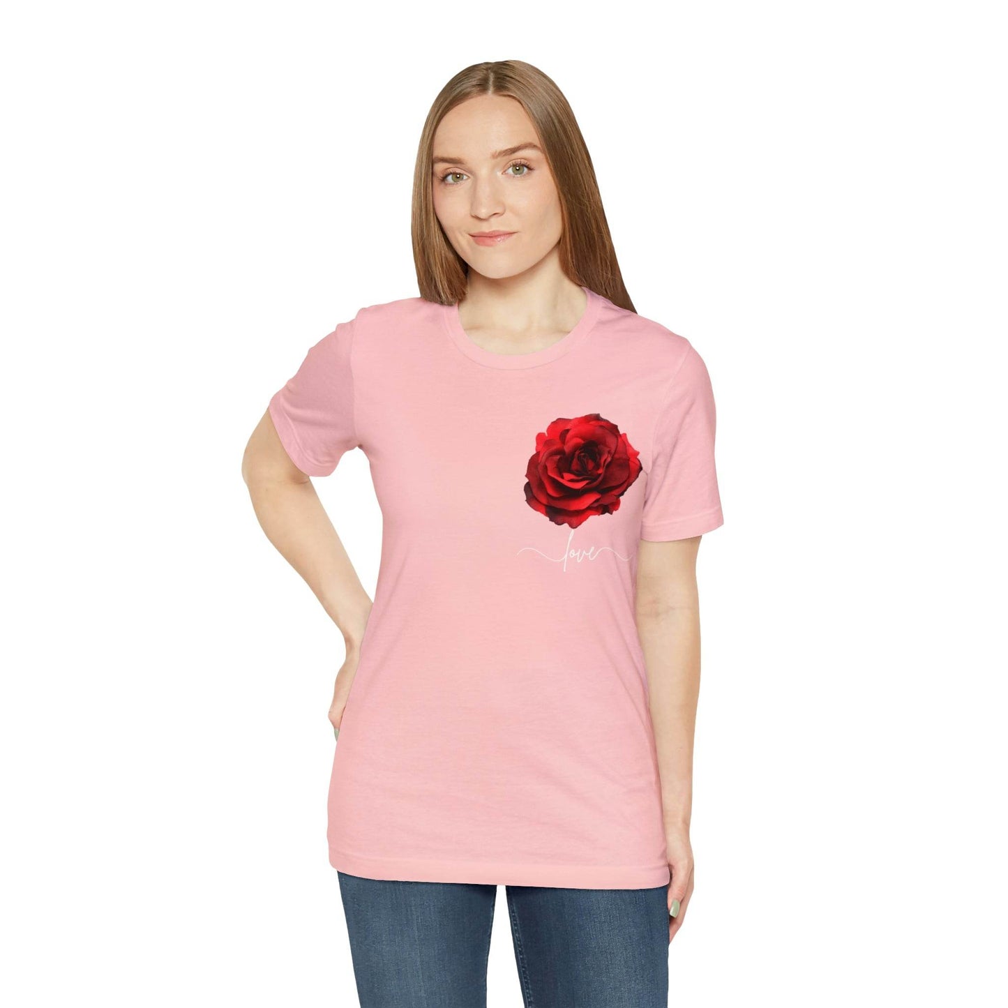 Love Rose Flower T-shirt for Women, Rose Graphic T-shirt, floral shirt, gift for her, love shirt - Giftsmojo