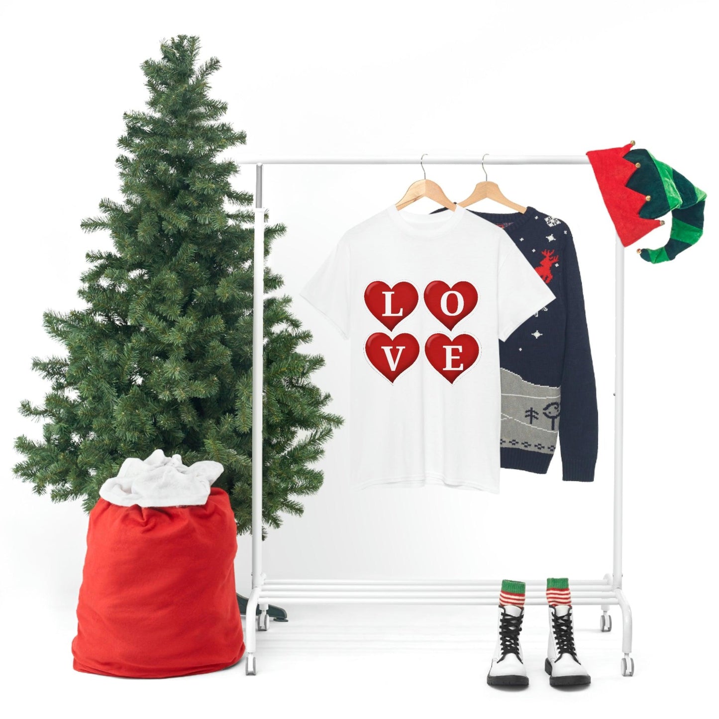 white 4hearts love Tee - Giftsmojo