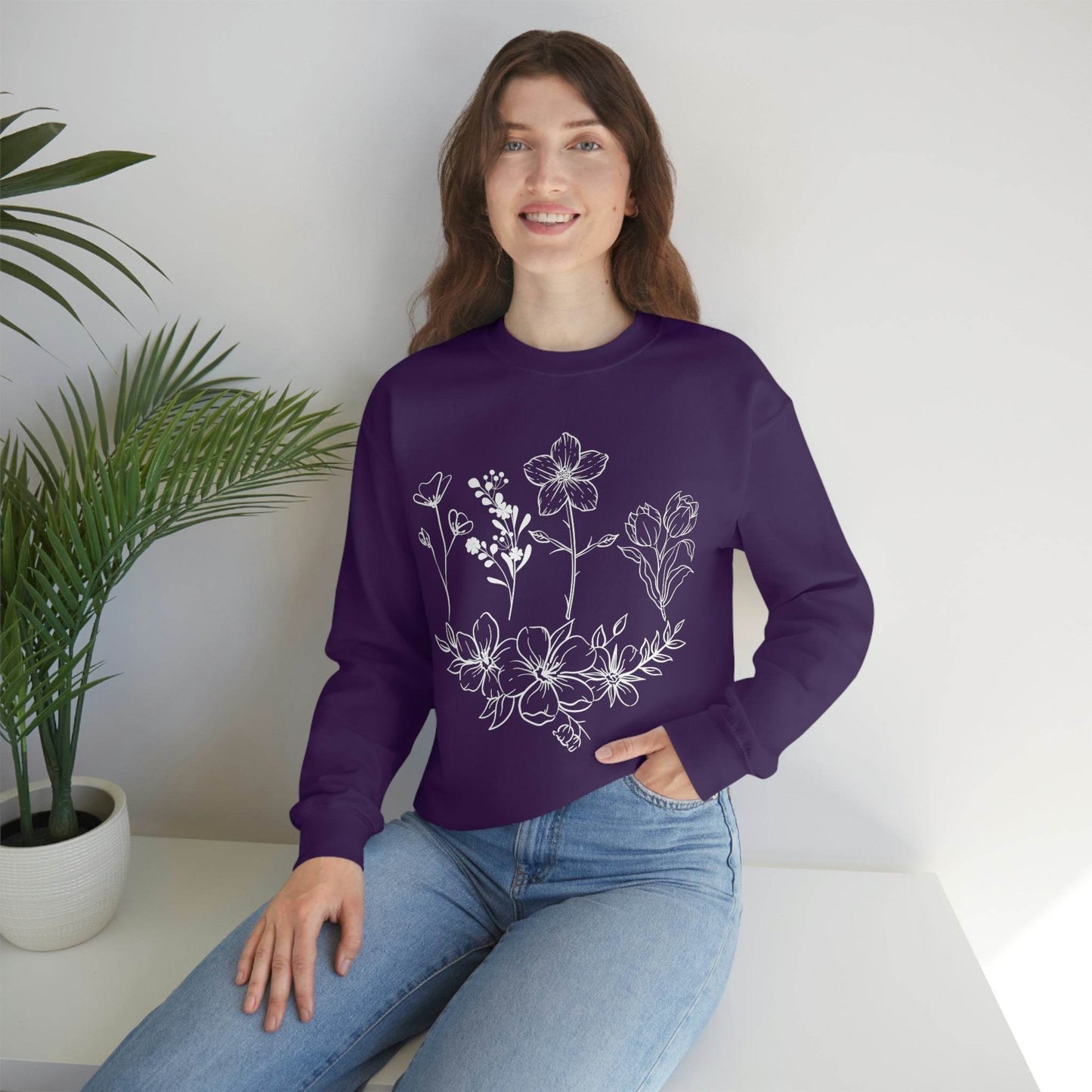 Flower sweatshirt, Vintage Flower Shirt, Vintage Botanical Shirt, plant sweatshirt, - Giftsmojo