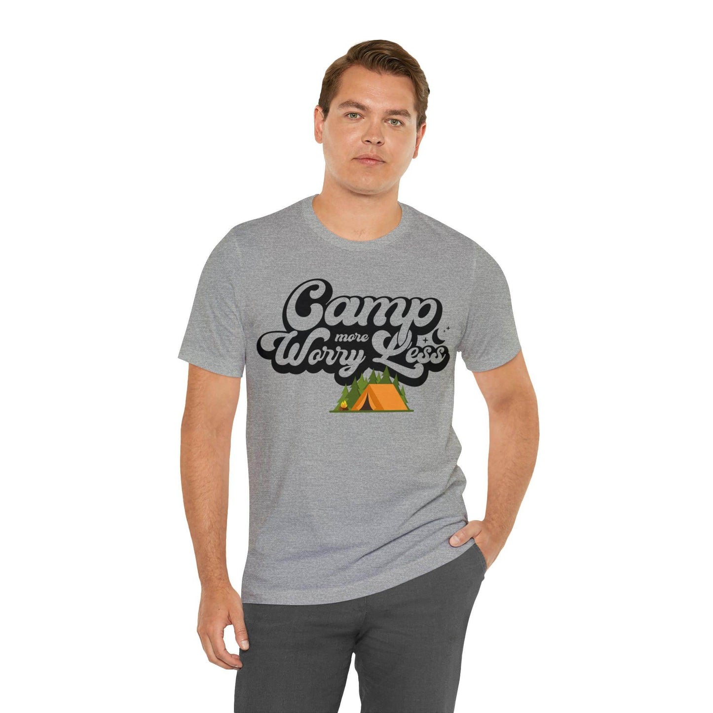 Camp More Worry Less Shirt, Outdoor adventure clothing, Nature-inspired shirts, Outdoor enthusiasts gift, Adventure-themed attire - Giftsmojo