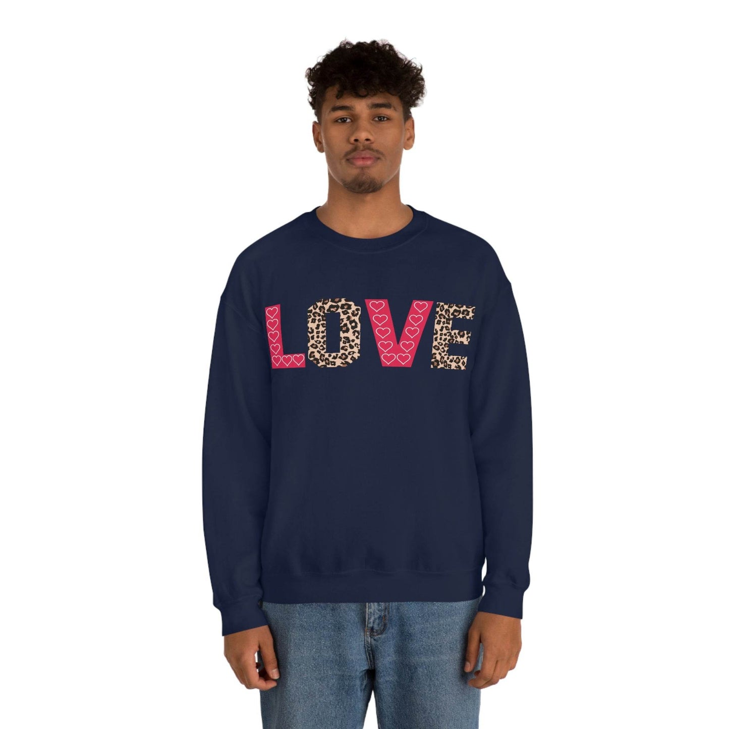 Love Sweatshirt with partial leopard print - Giftsmojo