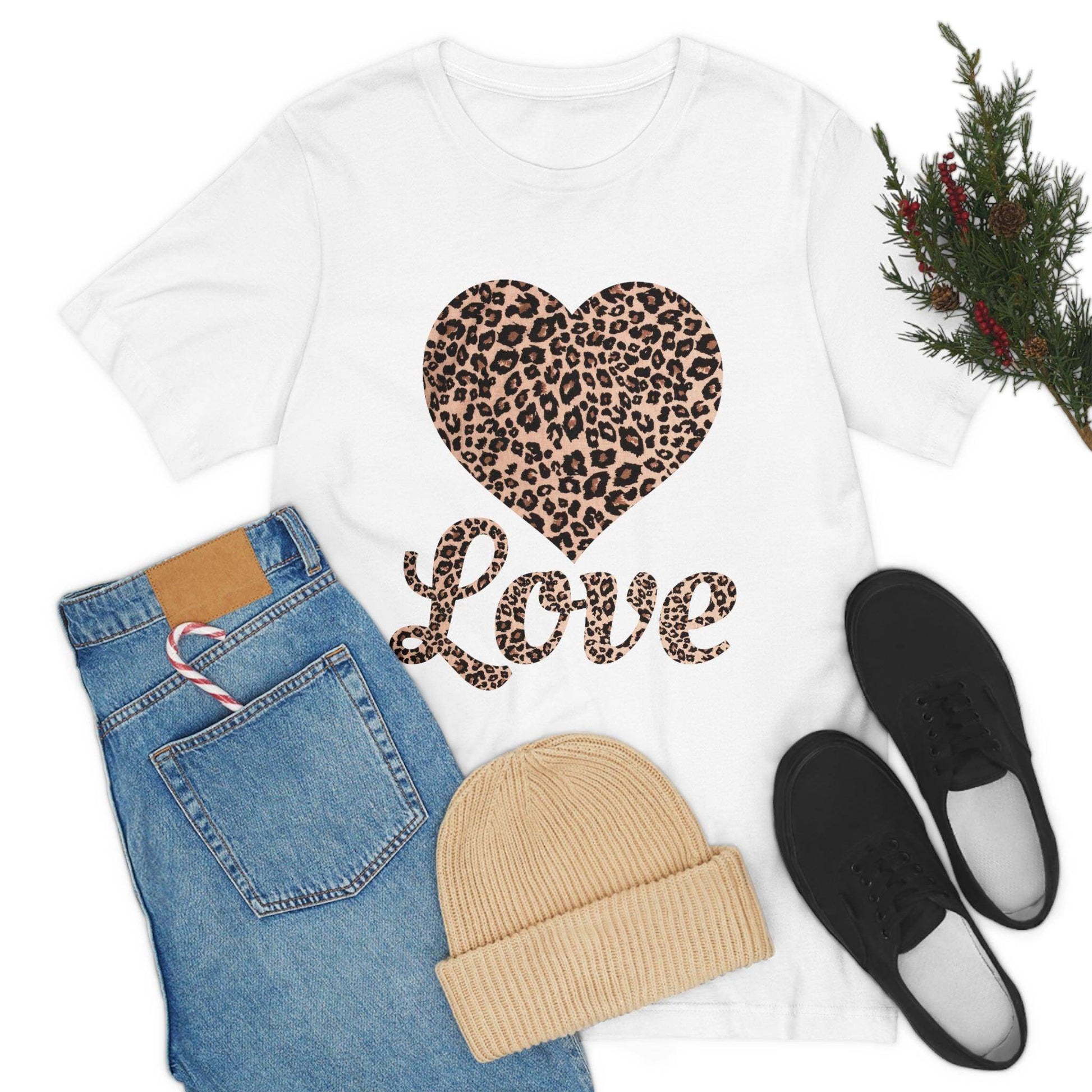 Leopard Print, Love Heart Tee, - Giftsmojo