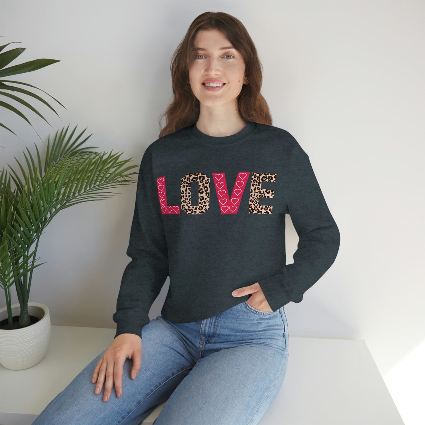 Love Sweatshirt with partial leopard print