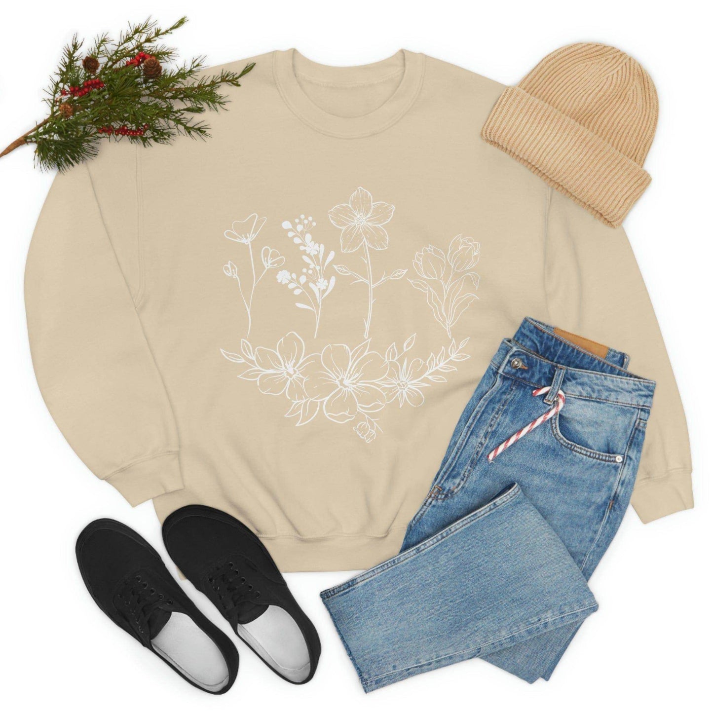 Flower sweatshirt, Vintage Flower Shirt, Vintage Botanical Shirt, plant sweatshirt, - Giftsmojo